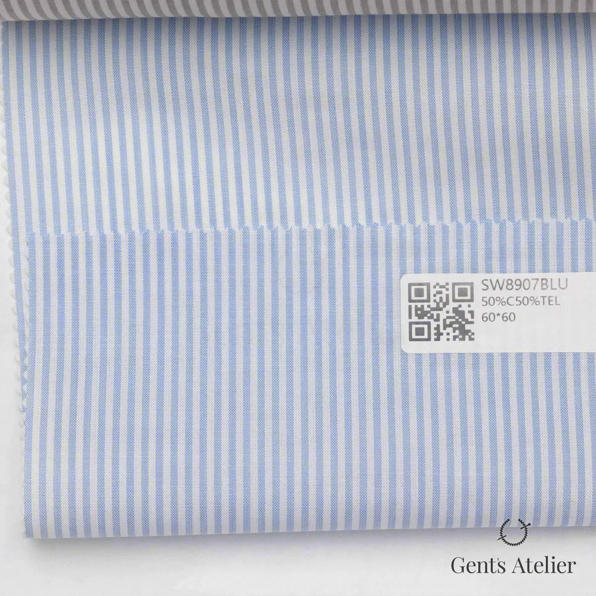 Костюм из James Fabric SW8907BLU — белый в голубую полоску, 50% Хлопок 50% Тенсел