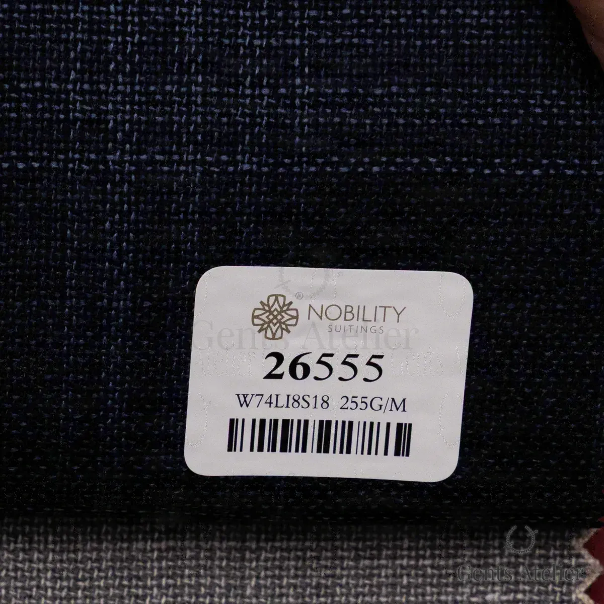 Костюм из Nobility 26555 — тёмно-синий меланж, 74% Шерсть 18% Шёлк 8% Лён