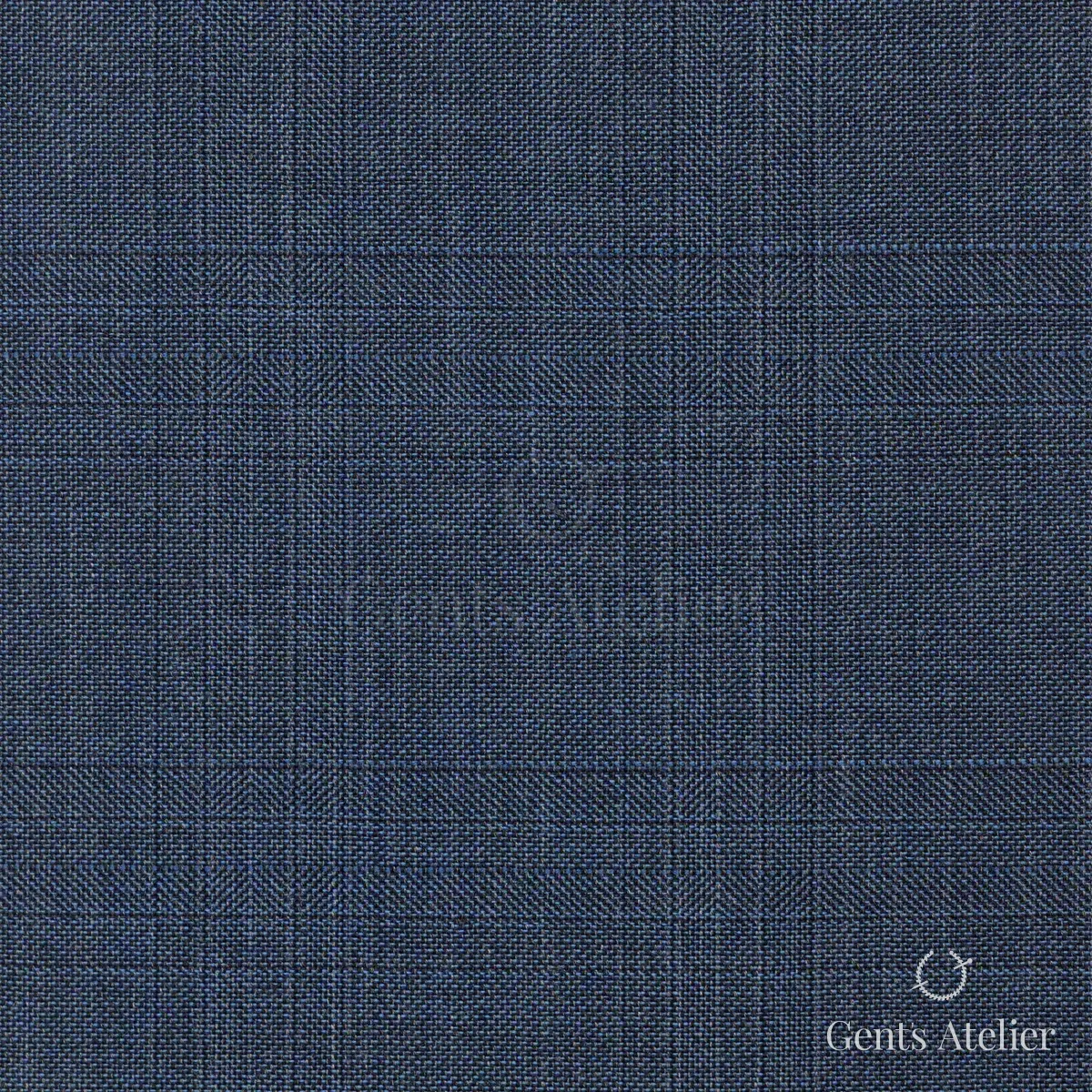 Костюм из Scabal 1501915 — тёмно-синий ёлочка с голубым оверчеком, 100%WO