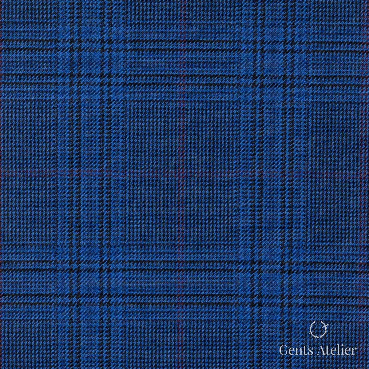 Костюм из Scabal 1501803 — кобальтово-синий с чёрной клеткой и бордовой нитью
