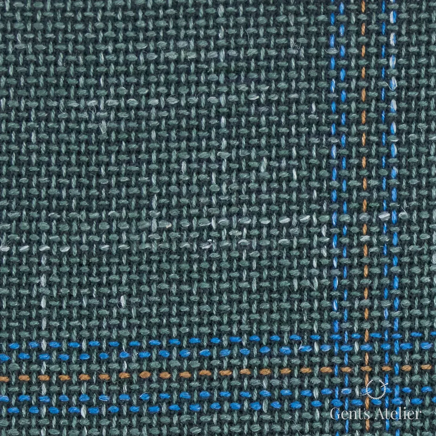 Костюм из Iniziare JX128 — тёмно-зелёный меланж, 92% Шерсть, 5% Лён, 2% Шёлк, 1% Эластан