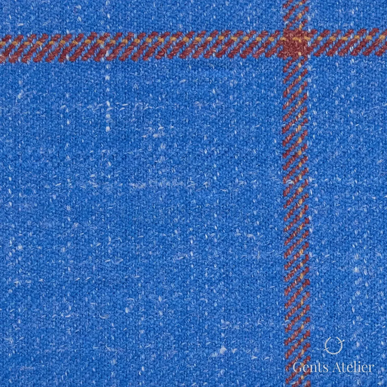 Костюм из Iniziare JX3163 — голубой с красной полосой, 78% Шерсть, 14% Лён, 5% Шёлк, 3% Лиоцелл