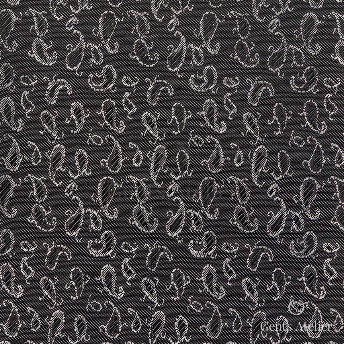 Подкладочная ткань Linings Tone on Tone TR1547 — графитово-чёрный с серебристым пейсли, 55%Полиэстер 45%Вискоза