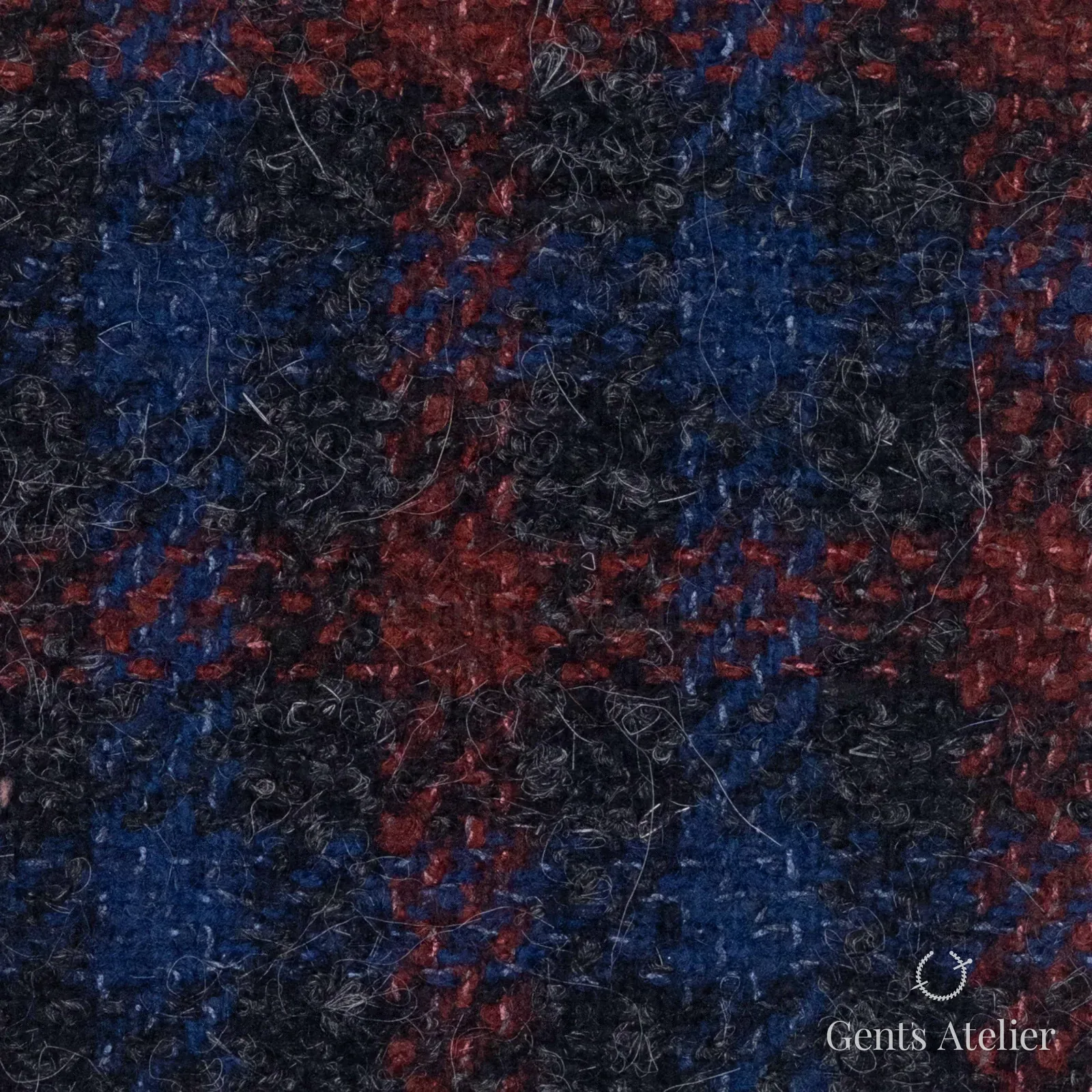 Костюмная ткань Marzoni 665 - 102 / 1500 — Красный / Антрацит, клетка, 61% шерсть, 16% мохер, 14% шёлк, 9% кашемир