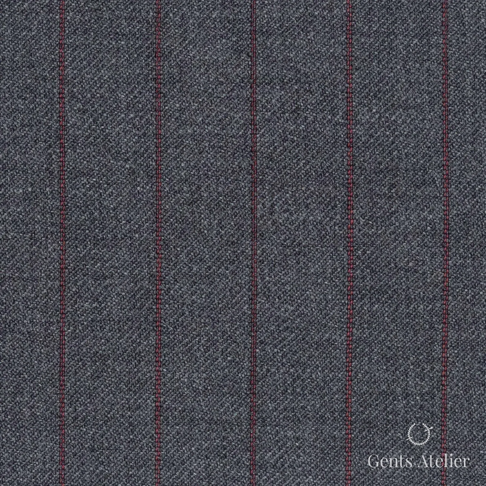 Костюмная ткань Marzoni 723 - 013 / 1200 — Серый / Красный, полоса, 100% шерсть