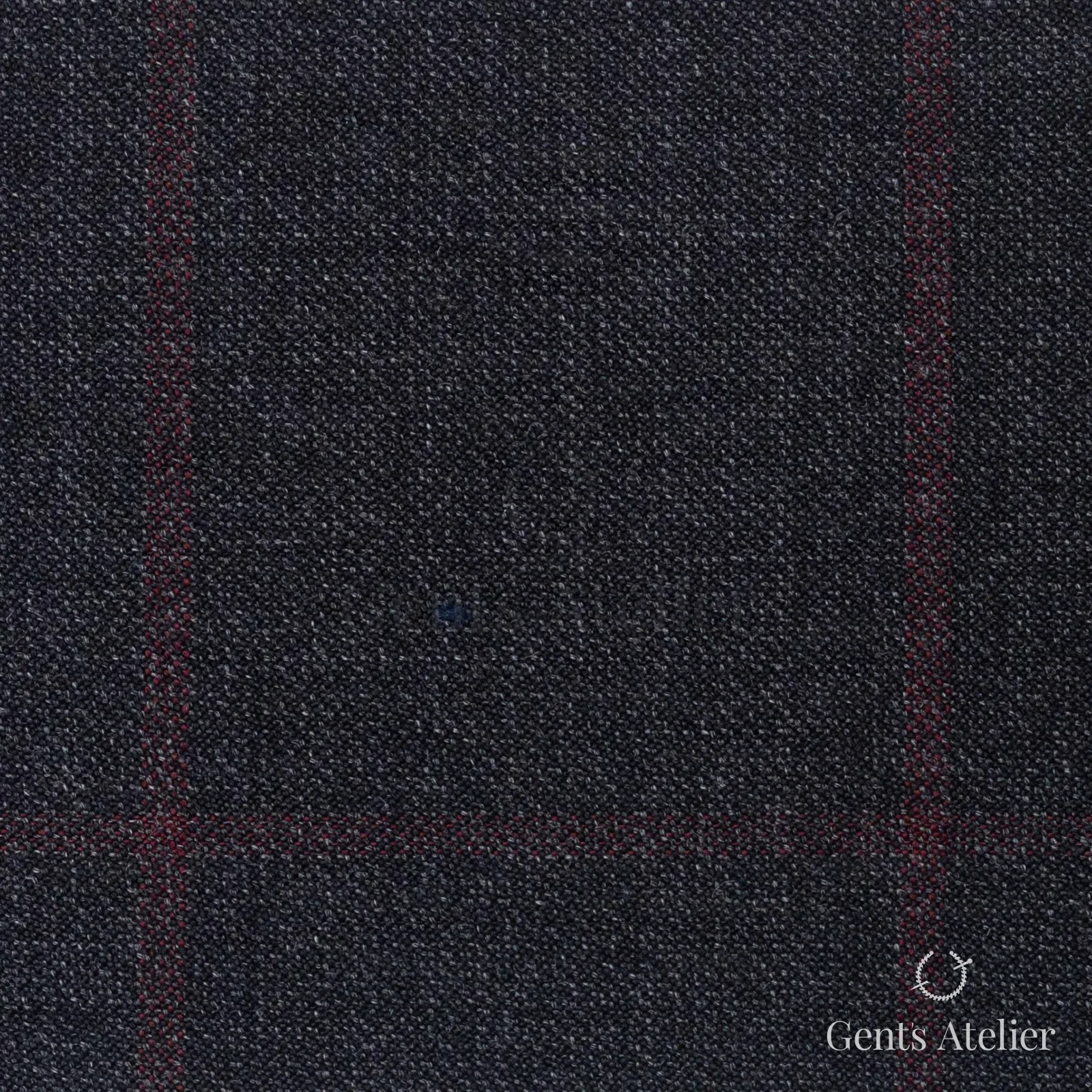 Костюмная ткань Marzoni 621 - 065 / 900 — Антрацит / Красный, оконная клетка, 100% шерсть