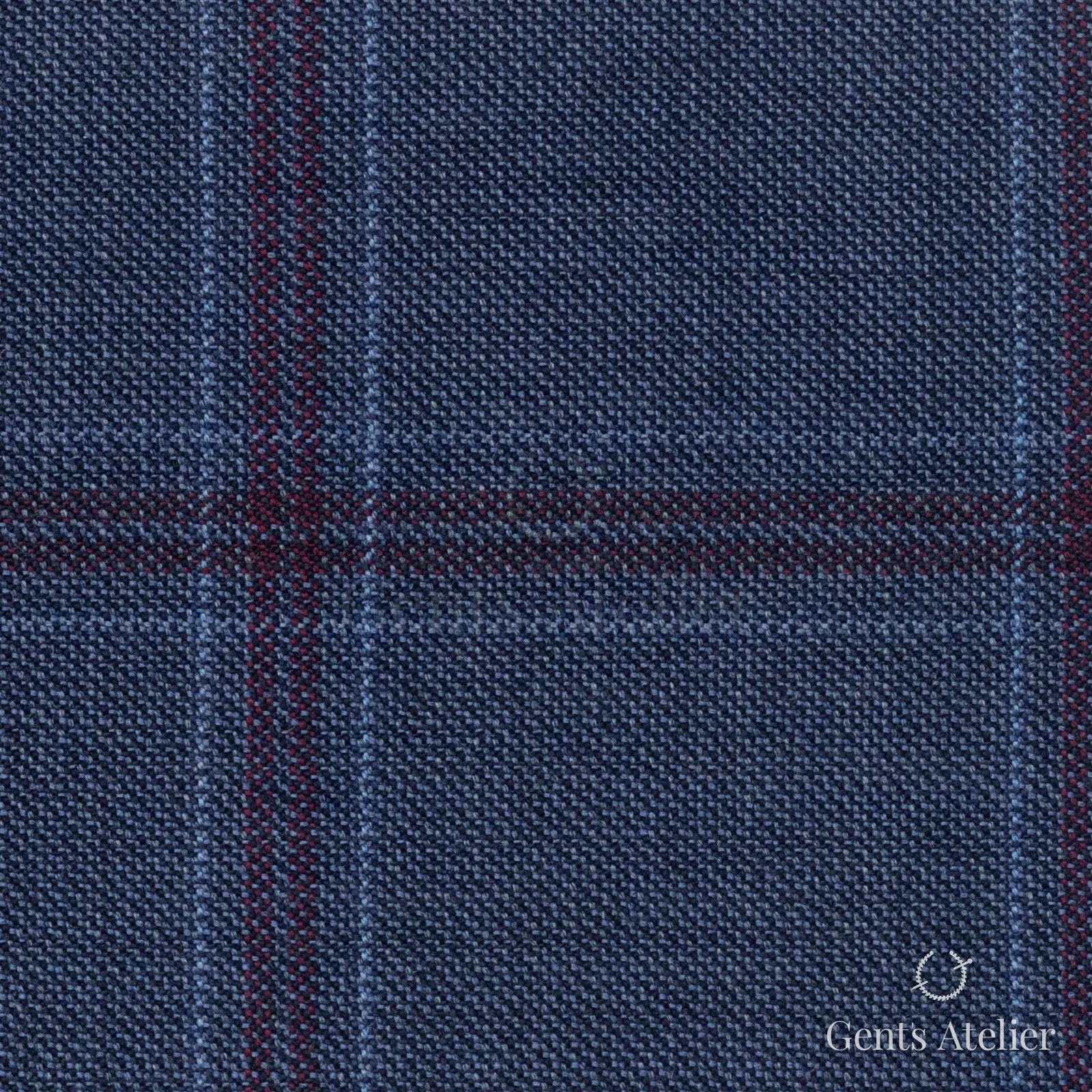 Костюмная ткань Marzoni 631 - 055 / 900 — Синий / Бордовый, оконная клетка, 100% шерсть