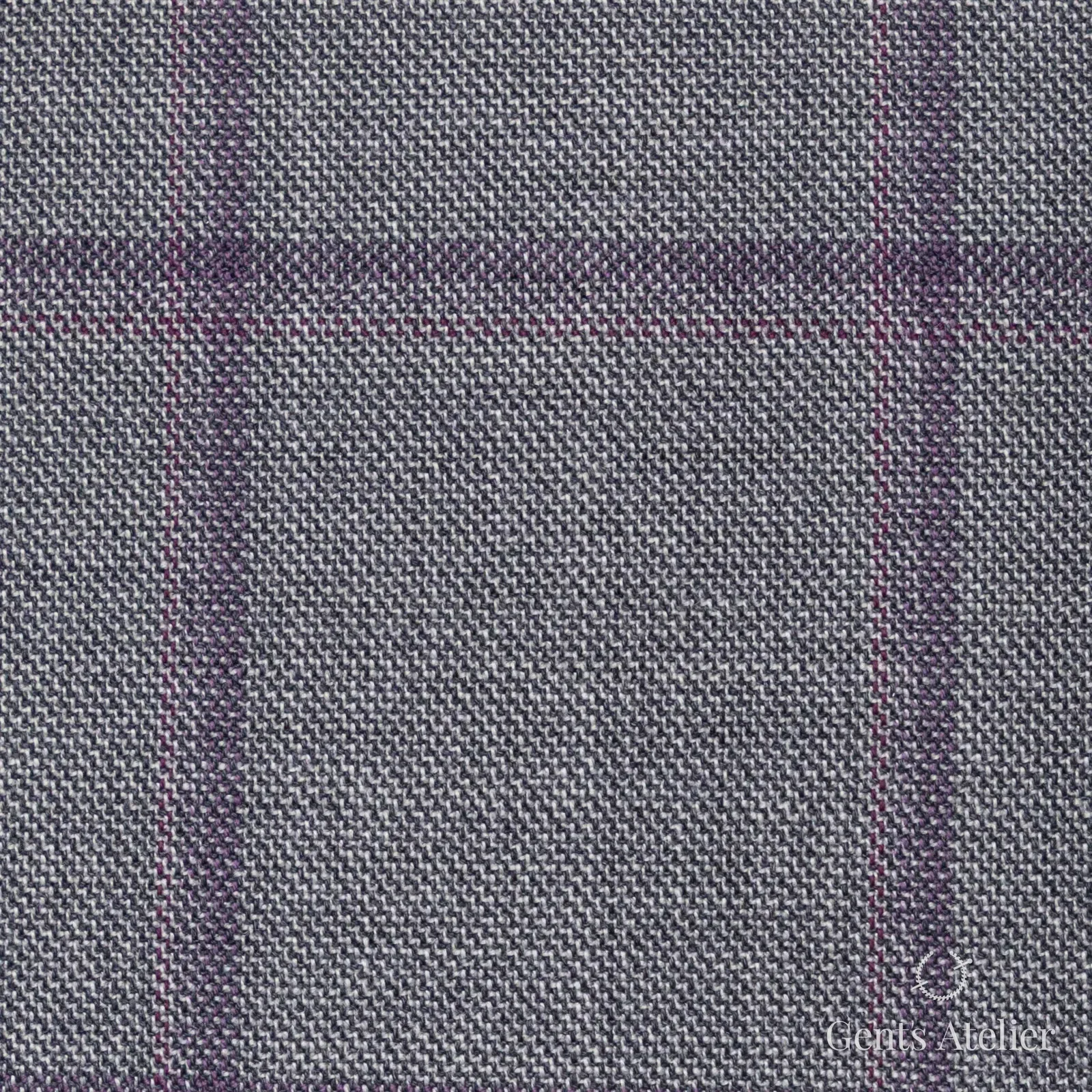 Костюмная ткань Marzoni 651 - 788 / 1000 — Светло-серый / Фиолетовый, оконная клетка, 100% шерсть