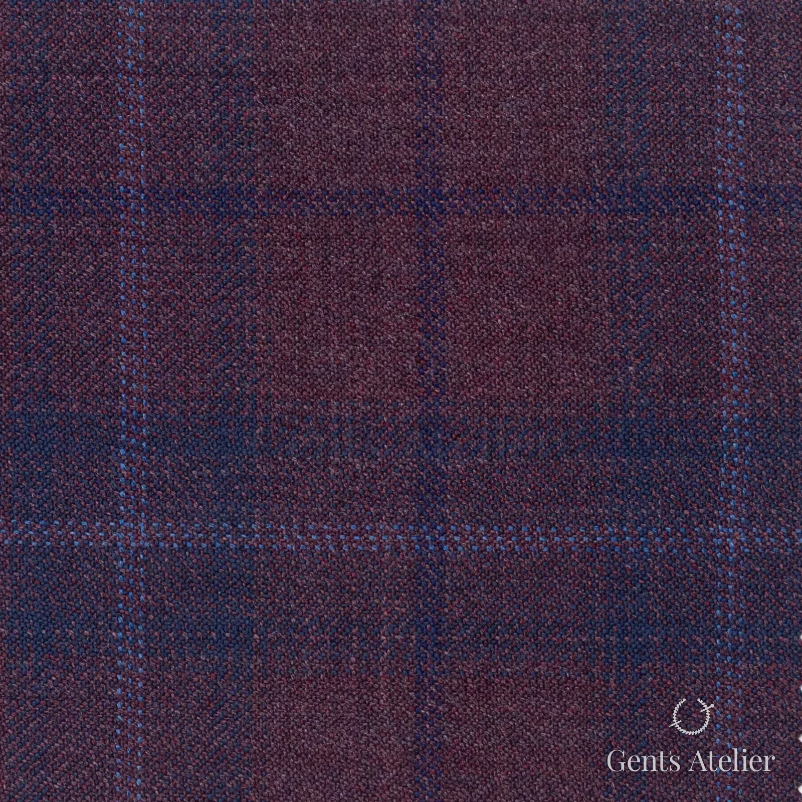 Костюмная ткань Marzoni 600 - 293 / 900 — Bungundy / Синий, оконная клетка, 100% шерсть