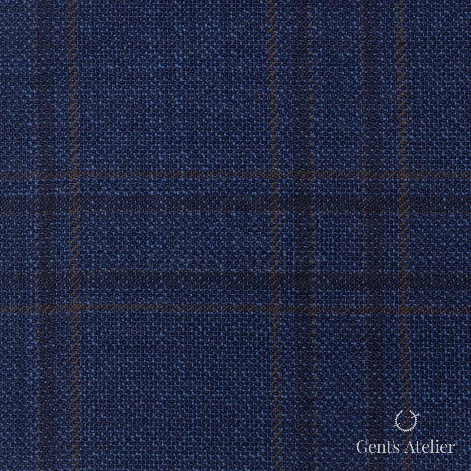 Костюмная ткань Marzoni 600 - 306 / 900 — Синий / Коричневый, оконная клетка, 100% шерсть