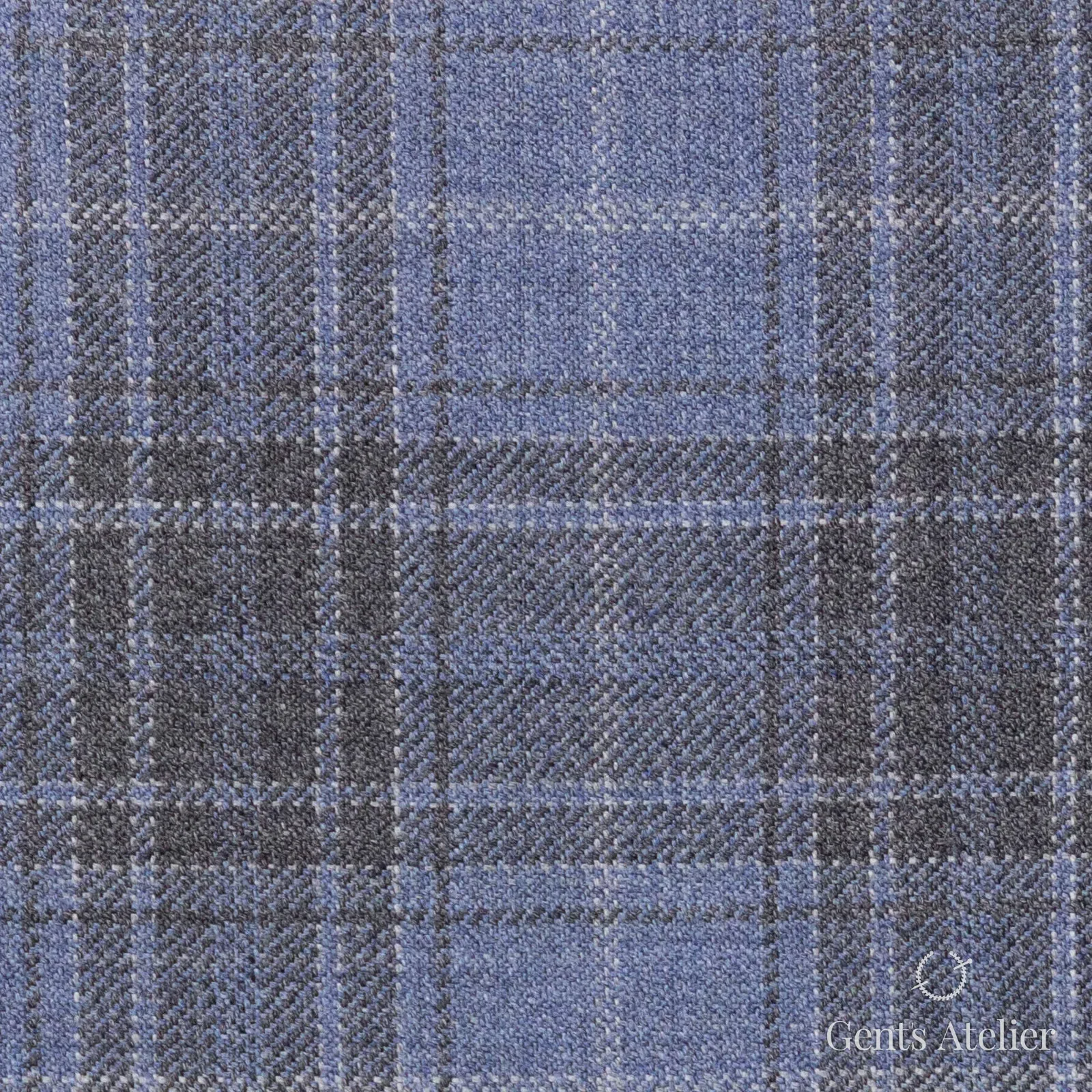 Костюмная ткань Marzoni 600 - 312 / 900 — Голубой, клетка, 100% шерсть