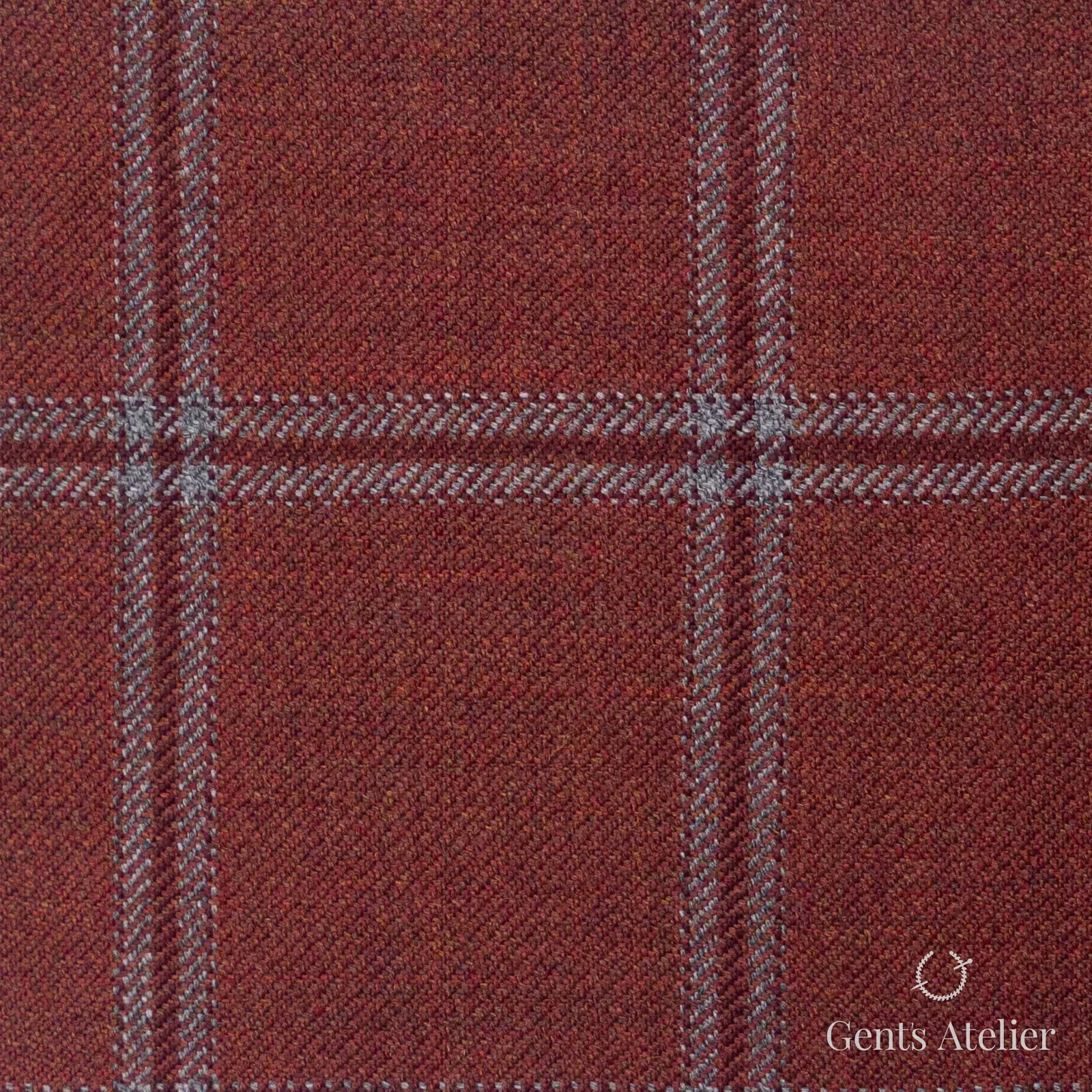 Костюмная ткань Marzoni 600 - 319 / 900 — Бордовый, оконная клетка, 100% шерсть
