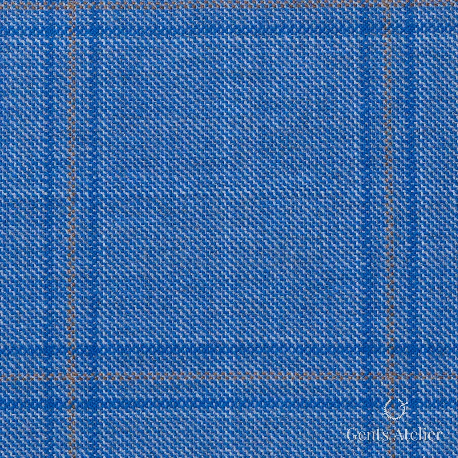 Костюмная ткань Marzoni 600 - 327 / 900 — Sky Blue / Коричневый, оконная клетка, 100% шерсть