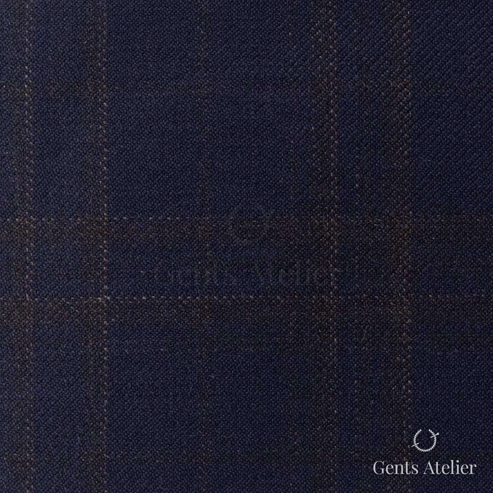 Костюмная ткань Marzoni 600 - 332 / 900 — Тёмно-синий / Коричневый, оконная клетка, 100% шерсть