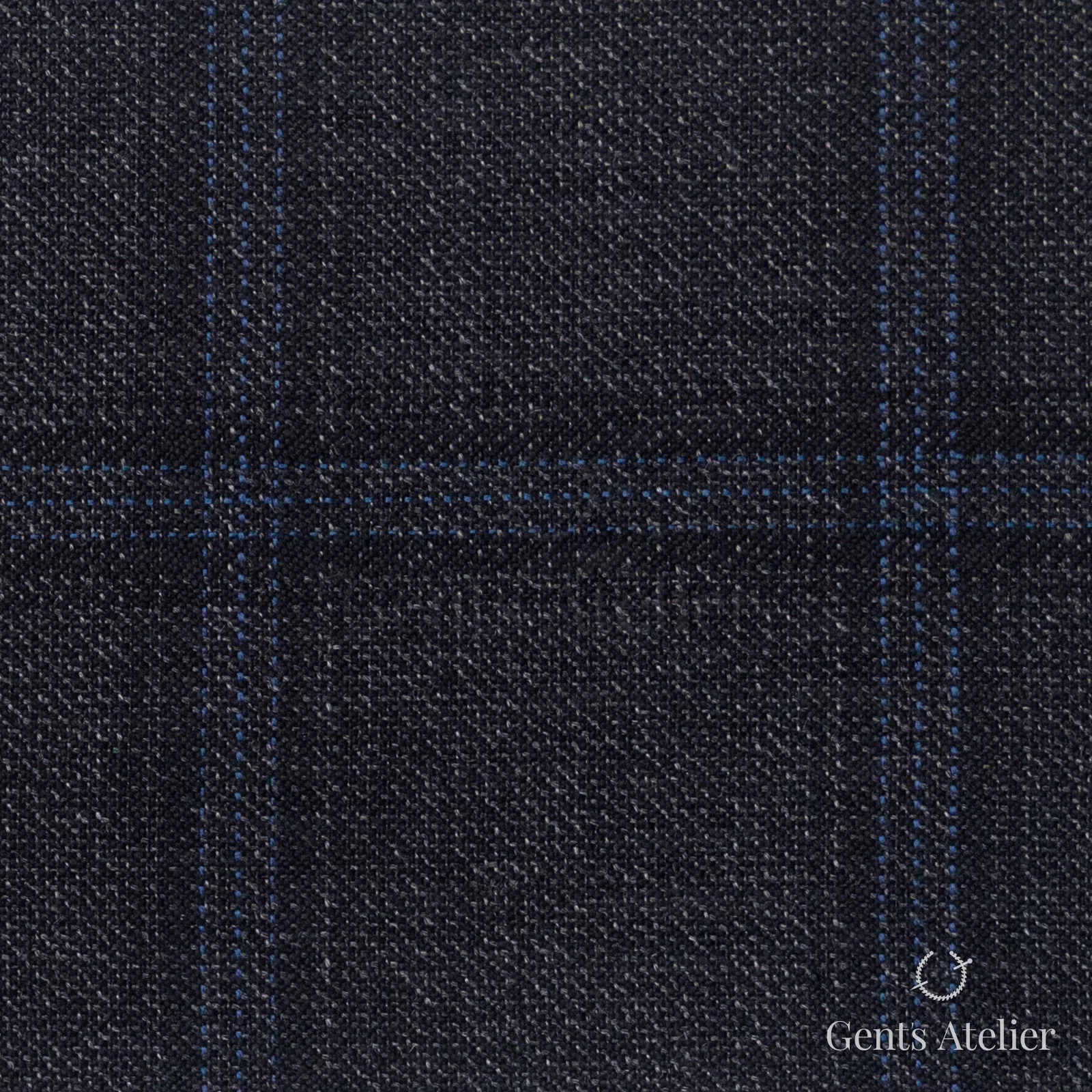 Костюмная ткань Marzoni 600 - 335 / 900 — Серый / Синий, оконная клетка, 100% шерсть
