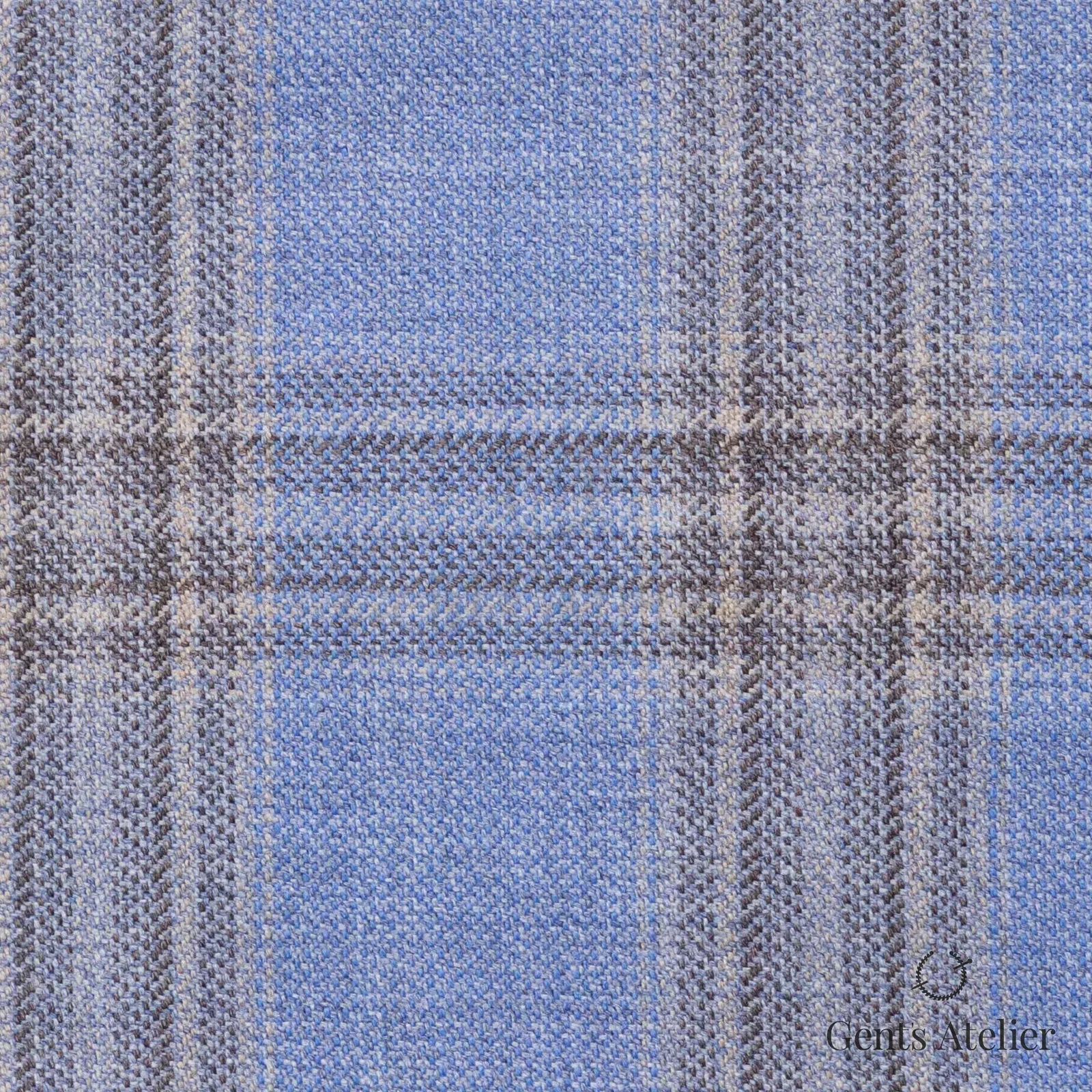 Костюмная ткань Marzoni 600 - 347 / 900 — Голубой / Тауп, клетка, 100% шерсть