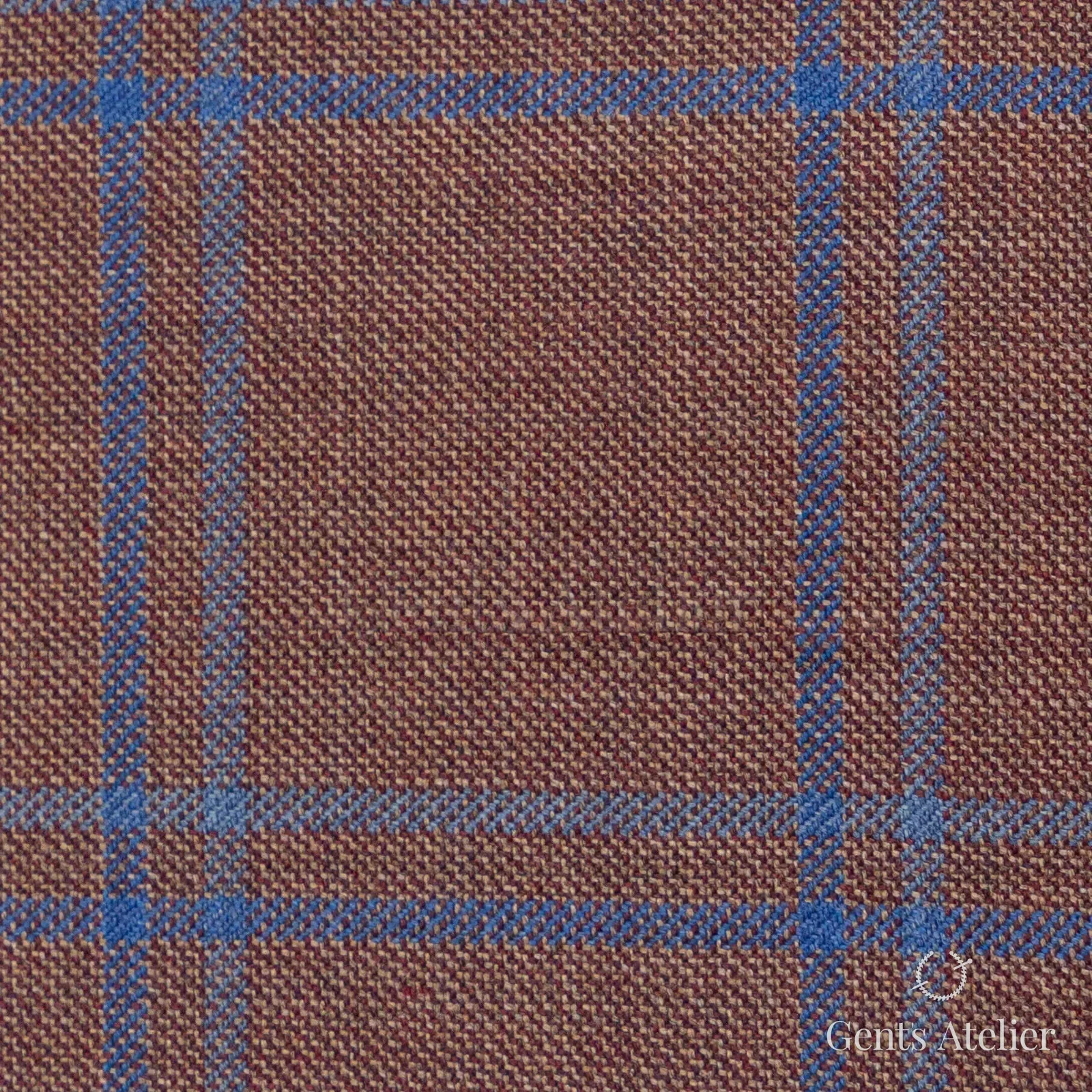 Костюмная ткань Marzoni 600 - 365 / 900 — Brick / Синий, оконная клетка, 100% шерсть