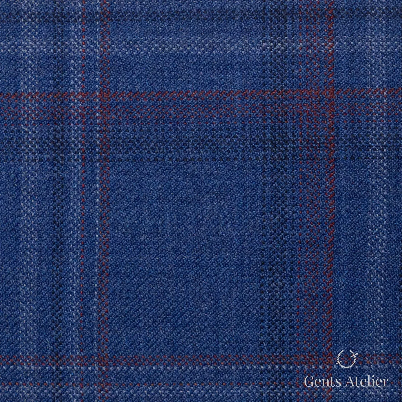 Костюмная ткань Marzoni 600 - 375 / 900 — Синий / Красный, оконная клетка, 100% шерсть