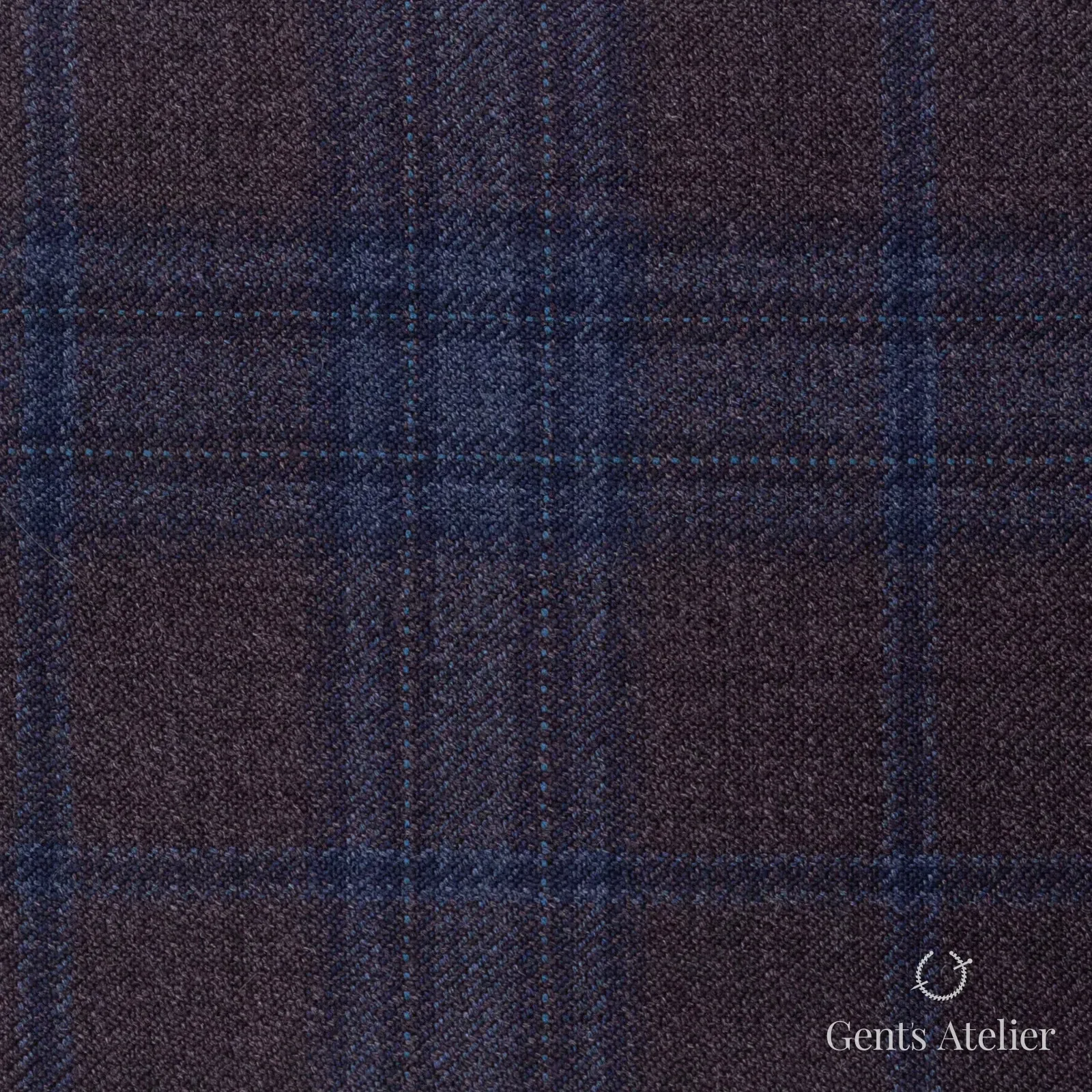 Костюмная ткань Marzoni 600 - 380 / 900 — Коричневый / Синий, оконная клетка, 100% шерсть