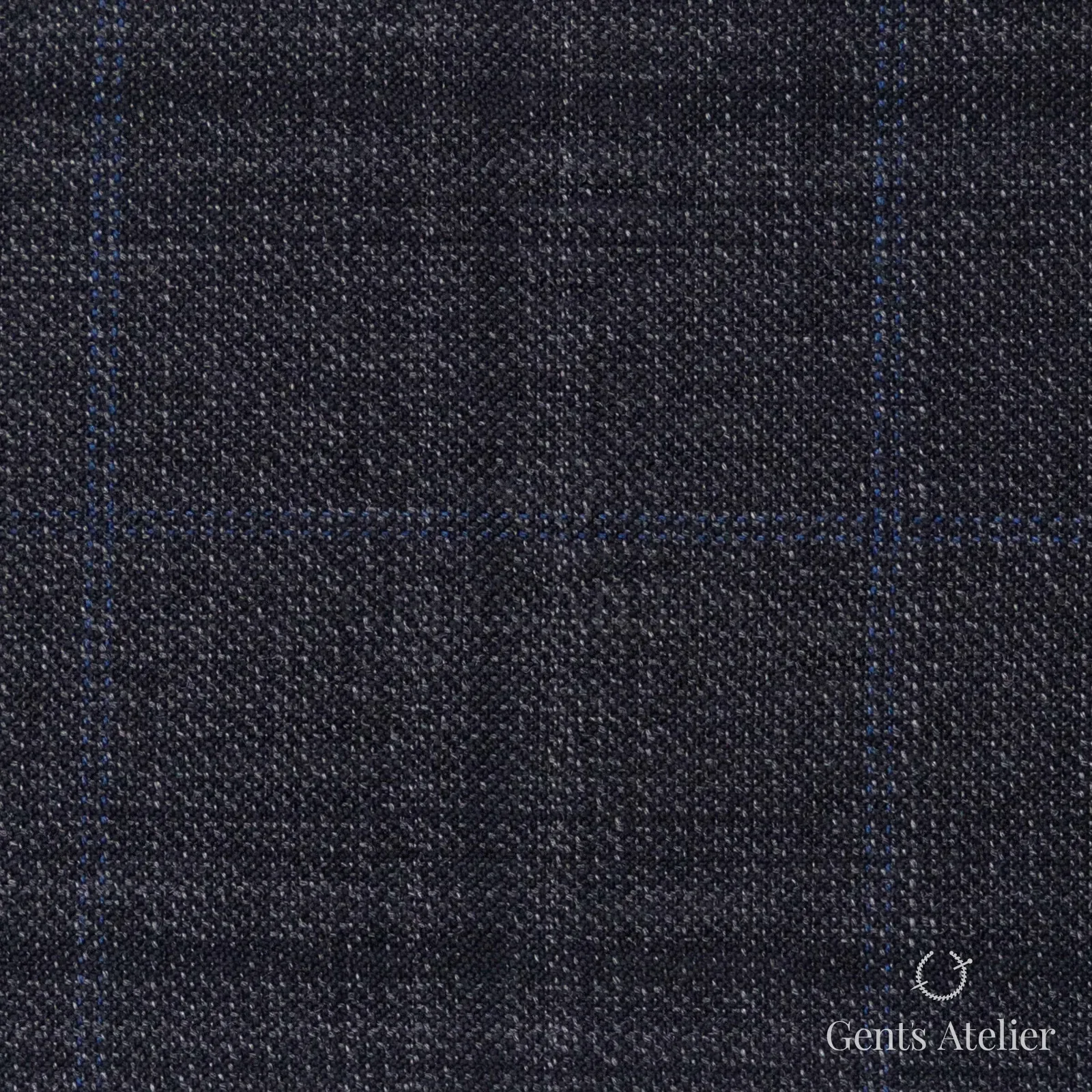 Костюмная ткань Marzoni 600 - 384 / 900 — Серый / Синий, оконная клетка, 100% шерсть
