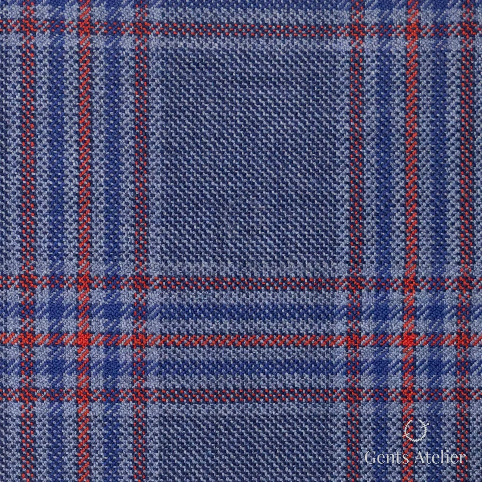 Костюмная ткань Marzoni 600 - 390 / 900 — Синий / Красный, клетка, 100% шерсть