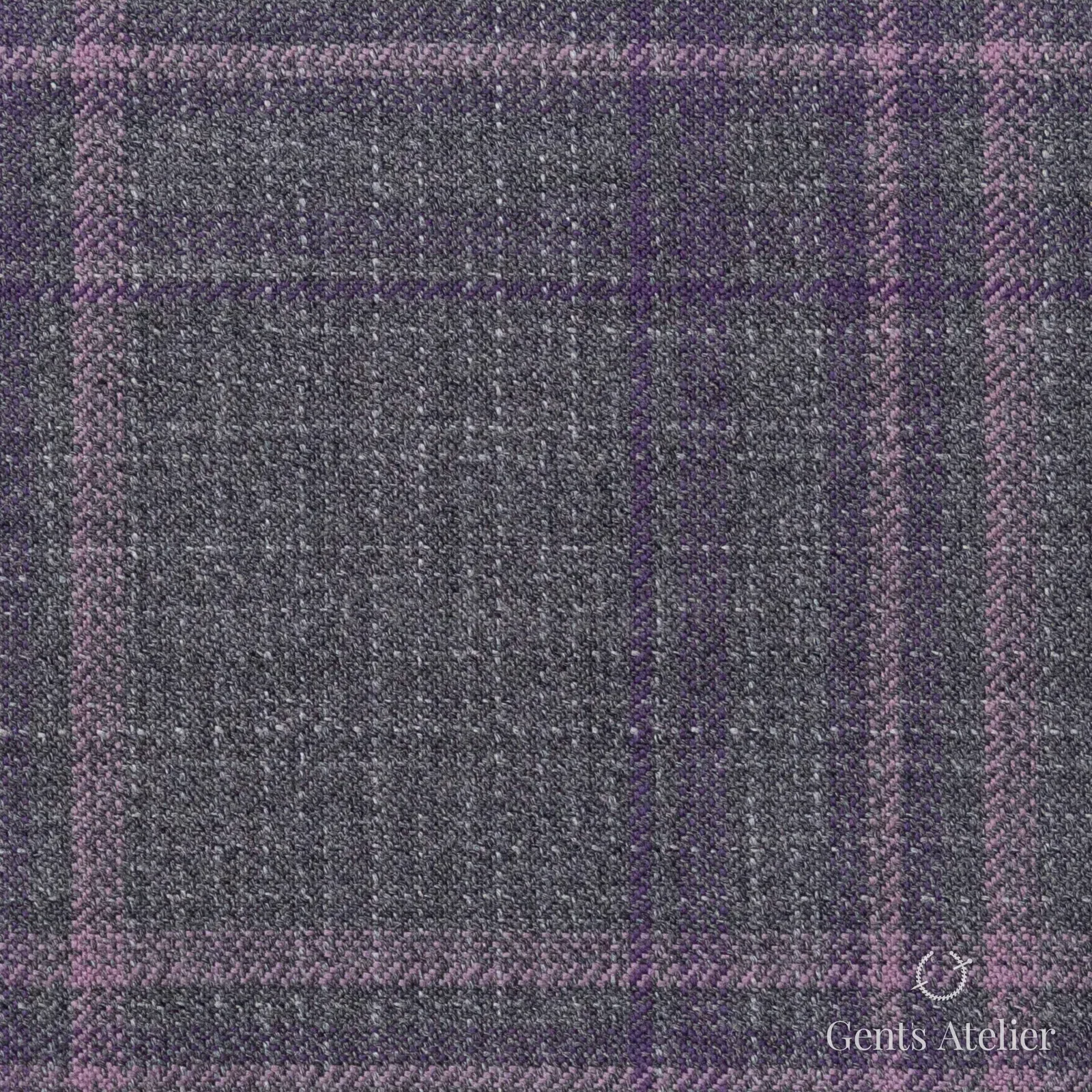 Костюмная ткань Marzoni 600 - 400 / 900 — Серый / Pink / Lavender, оконная клетка, 100% шерсть