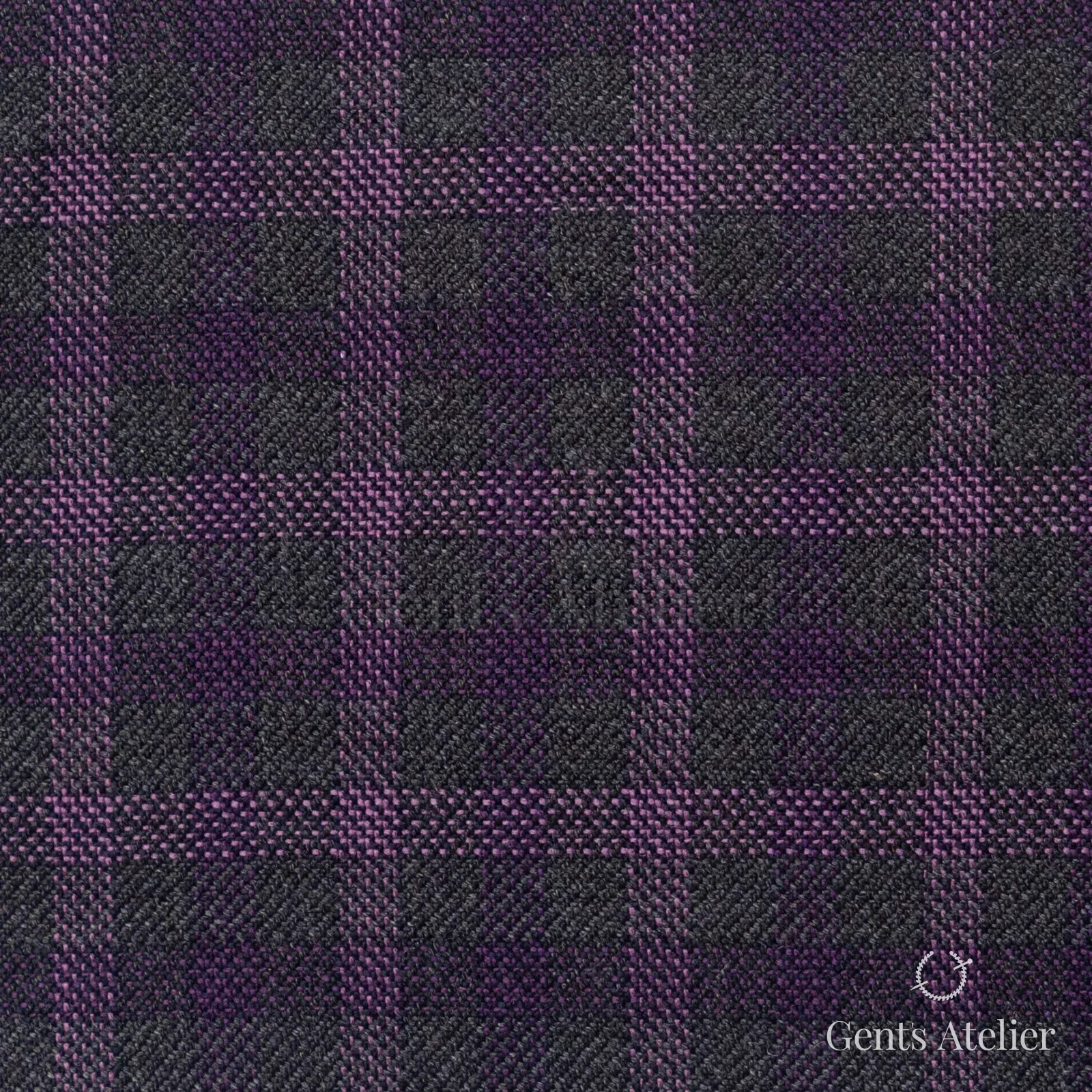 Костюмная ткань Marzoni 600 - 414 / 900 — Серый / Фиолетовый / Pink, оконная клетка, 100% шерсть