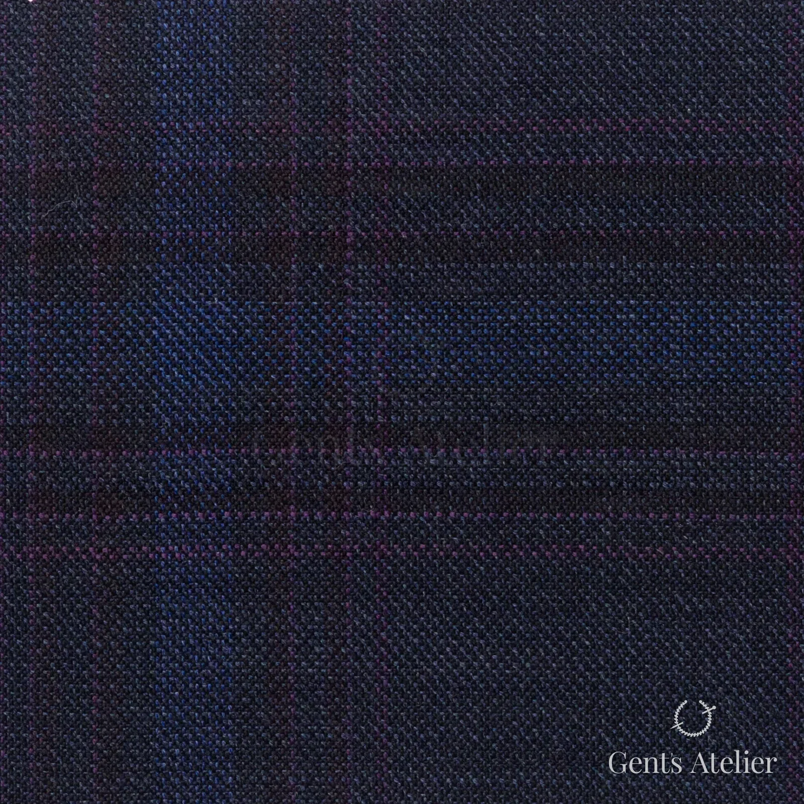 Костюмная ткань Marzoni 600 - 416 / 900 — Тёмно-синий / Фиолетовый, оконная клетка, 100% шерсть