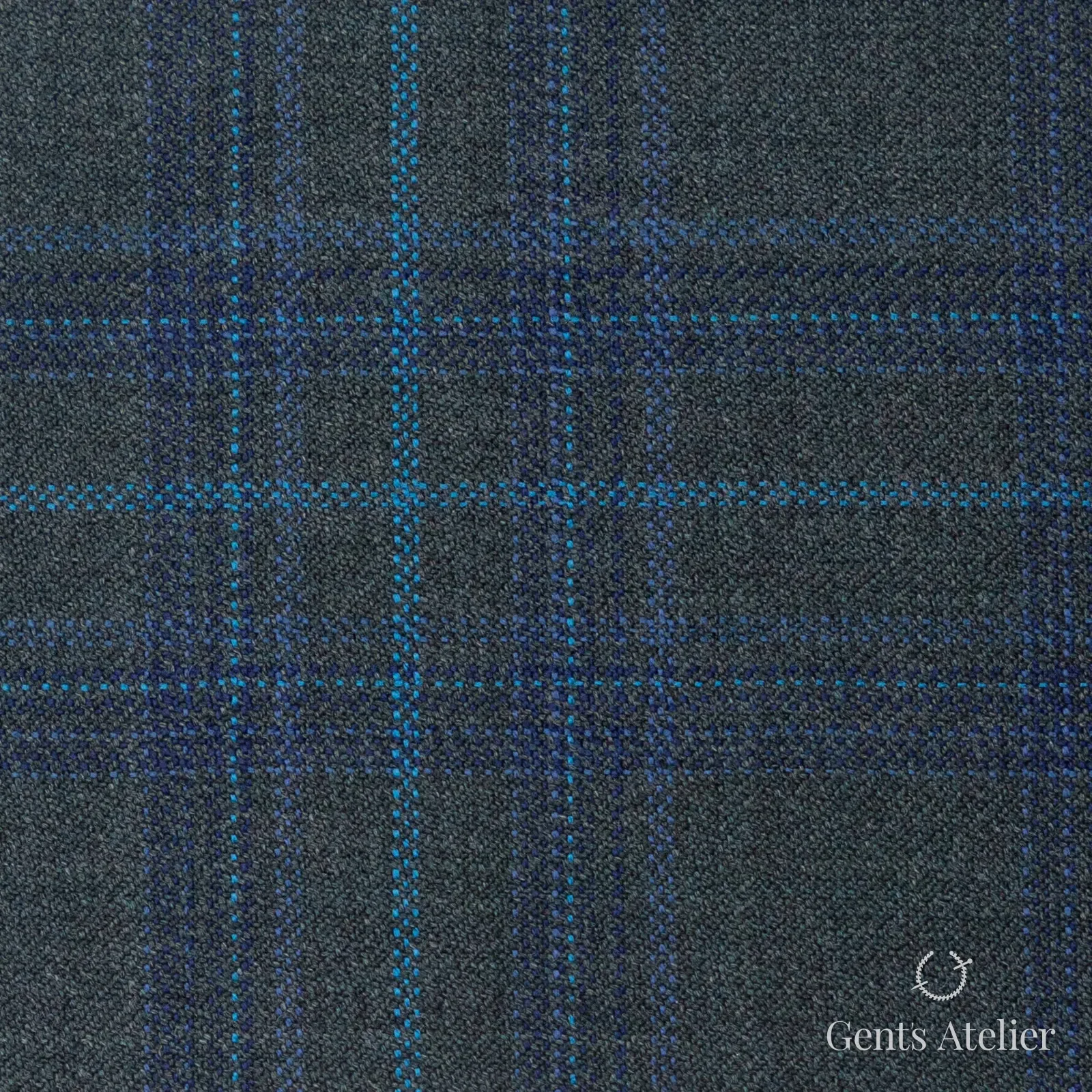 Костюмная ткань Marzoni 600 - 421 / 900 — Зелёный / Синий, оконная клетка, 100% шерсть