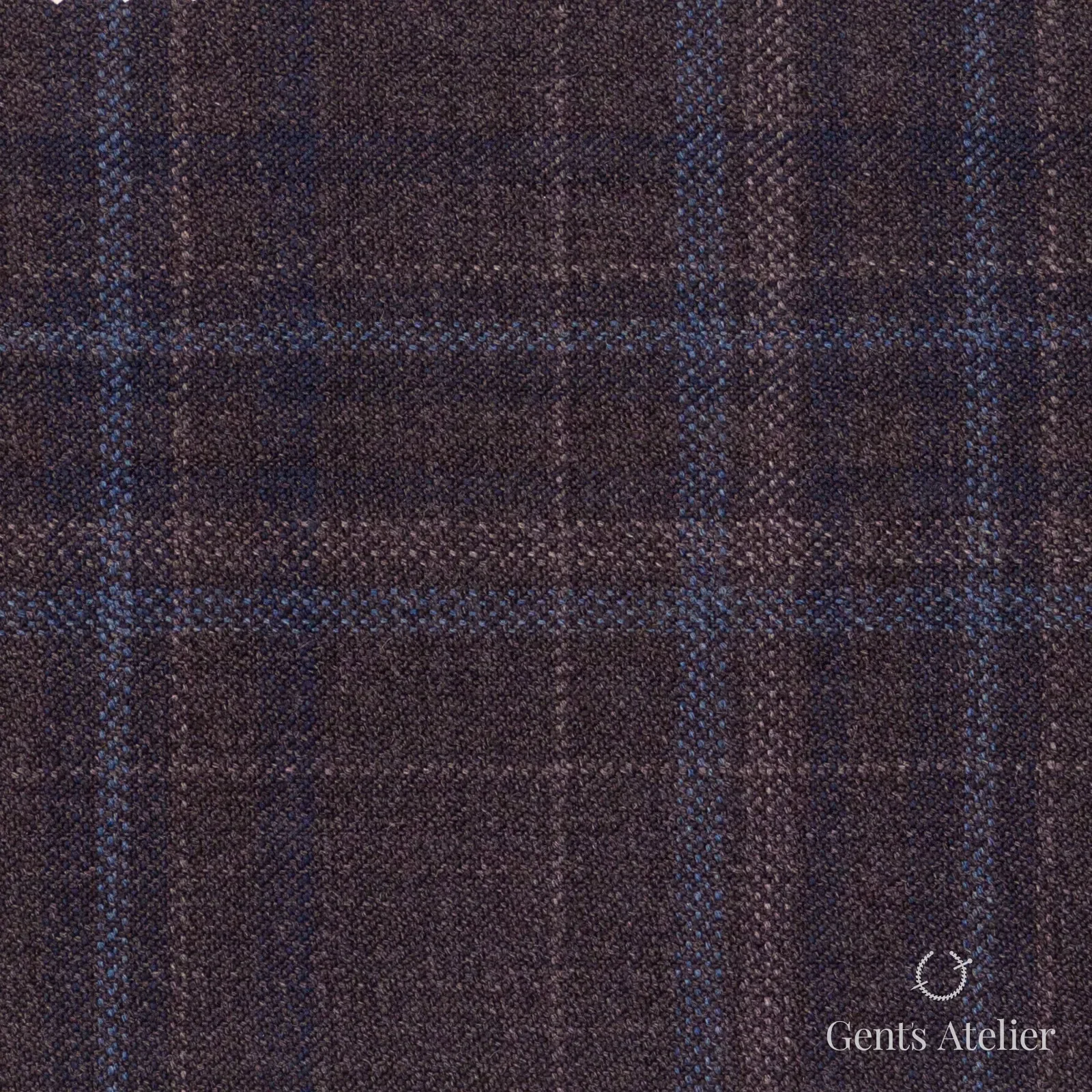 Костюмная ткань Marzoni 600 - 426 / 900 — Коричневый / Синий, оконная клетка, 100% шерсть