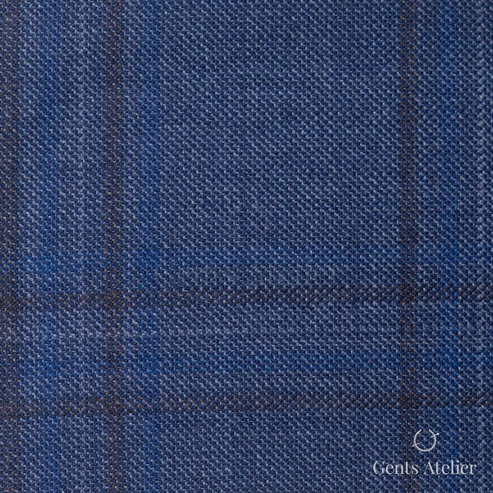 Костюмная ткань Marzoni 600 - 432 / 900 — Синий / Коричневый, оконная клетка, 100% шерсть