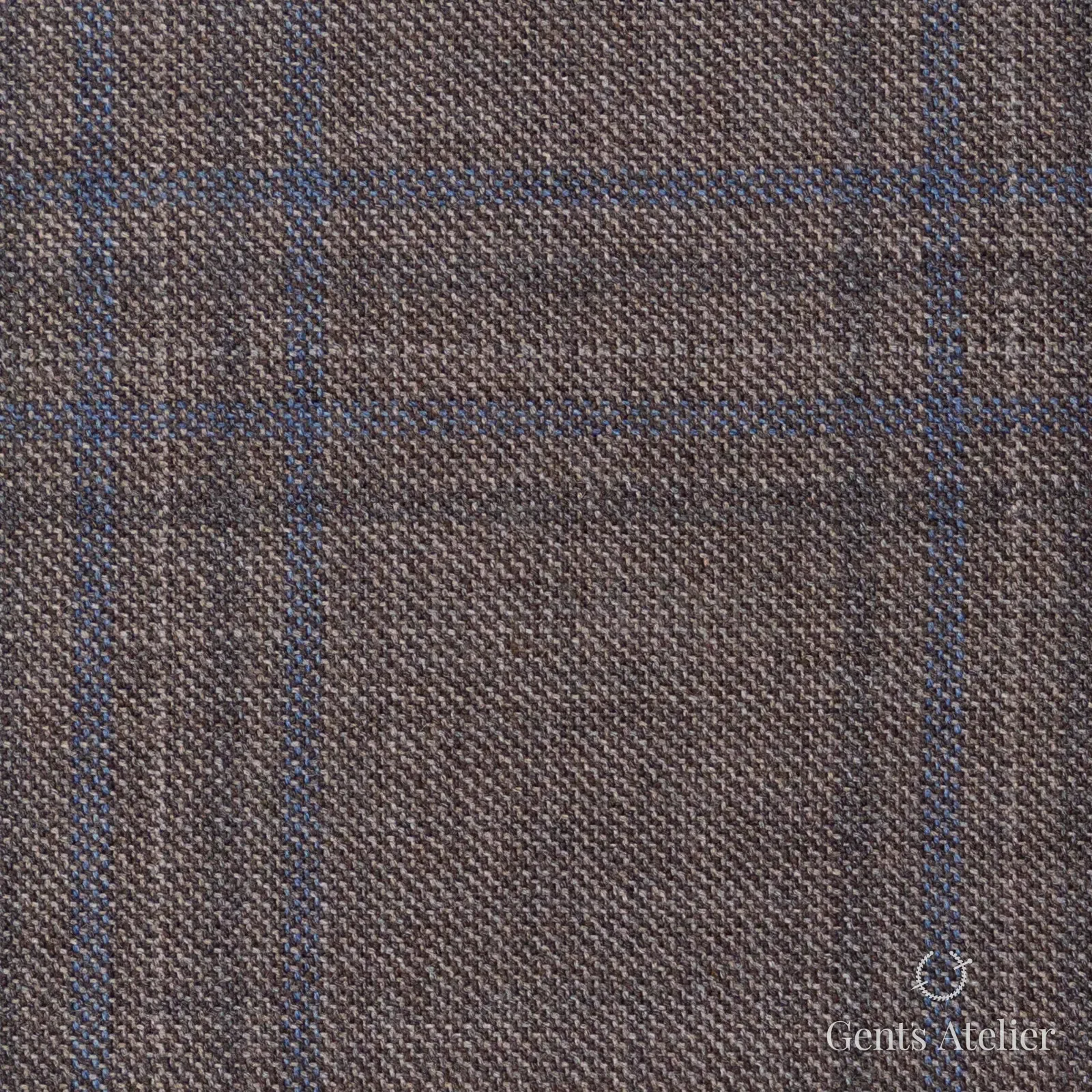 Костюмная ткань Marzoni 600 - 433 / 900 — Light Brown / Синий, оконная клетка, 100% шерсть