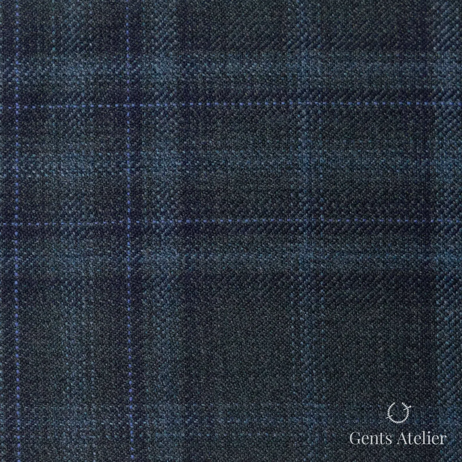Костюмная ткань Marzoni 600 - 442 / 900 — Зелёный / Синий, оконная клетка, 100% шерсть