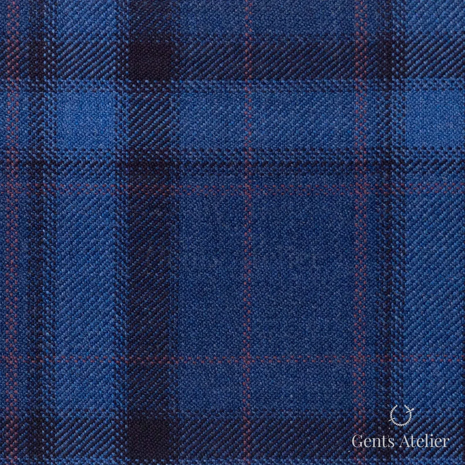 Костюмная ткань Marzoni 600 - 443 / 900 — Синий / Коричневый, клетка, 100% шерсть