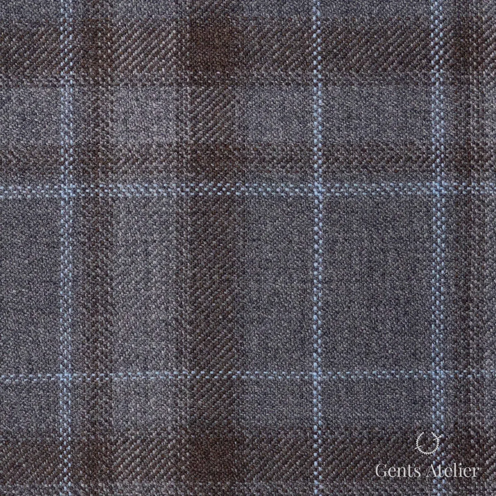 Костюмная ткань Marzoni 600 - 445 / 900 — Светло-серый / Коричневый, оконная клетка, 100% шерсть