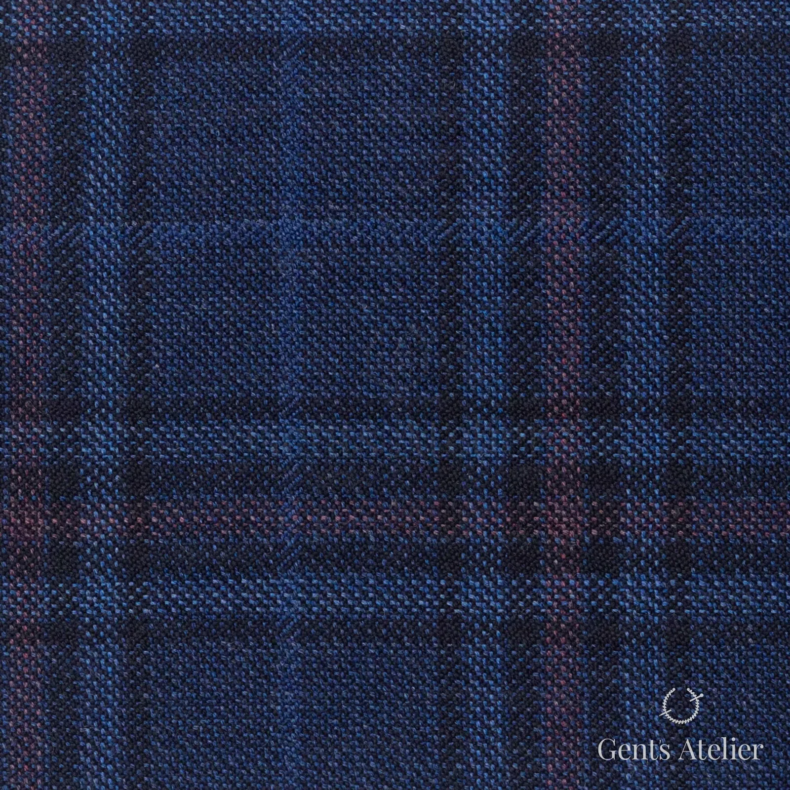 Костюмная ткань Marzoni 600 - 447 / 900 — Синий / Pink, оконная клетка, 100% шерсть
