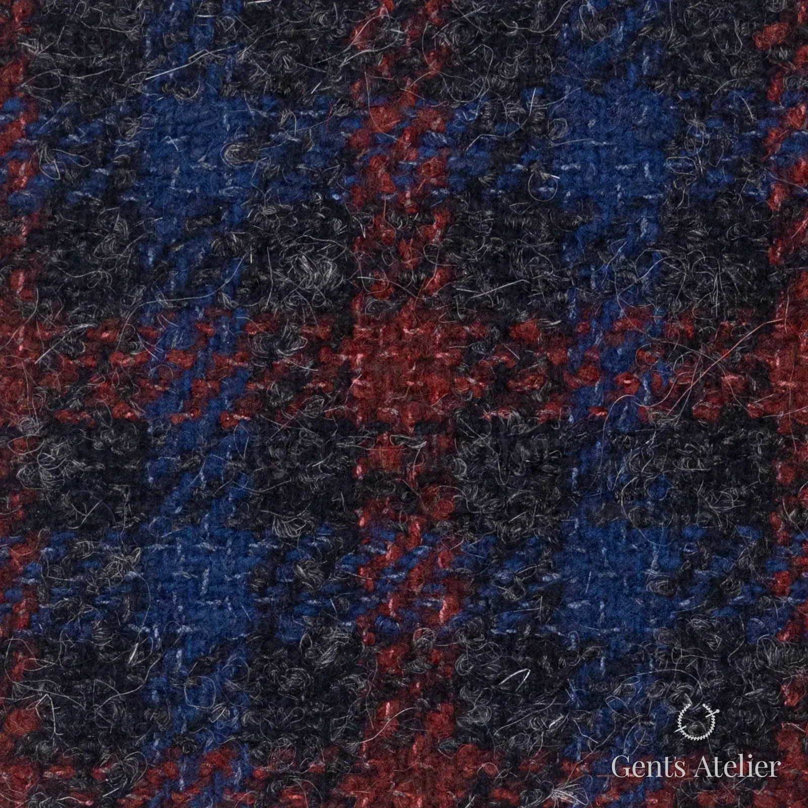 Костюмная ткань Marzoni 665 - 102 / 1500 — Красный / Антрацит, клетка, 61% шерсть, 16% мохер, 14% шёлк, 9% кашемир