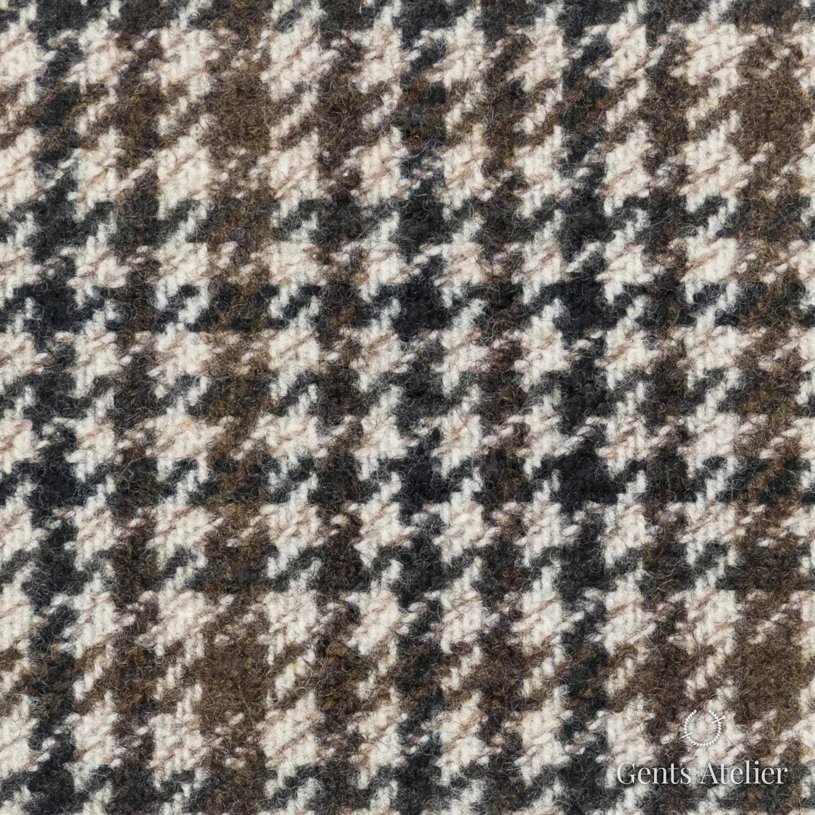 Костюмная ткань Marzoni 601 - 842 / 1200 — Коричневый / Бежевый / Dark Olive, гусиная лапка, 90% шерсть, 10% кашемир