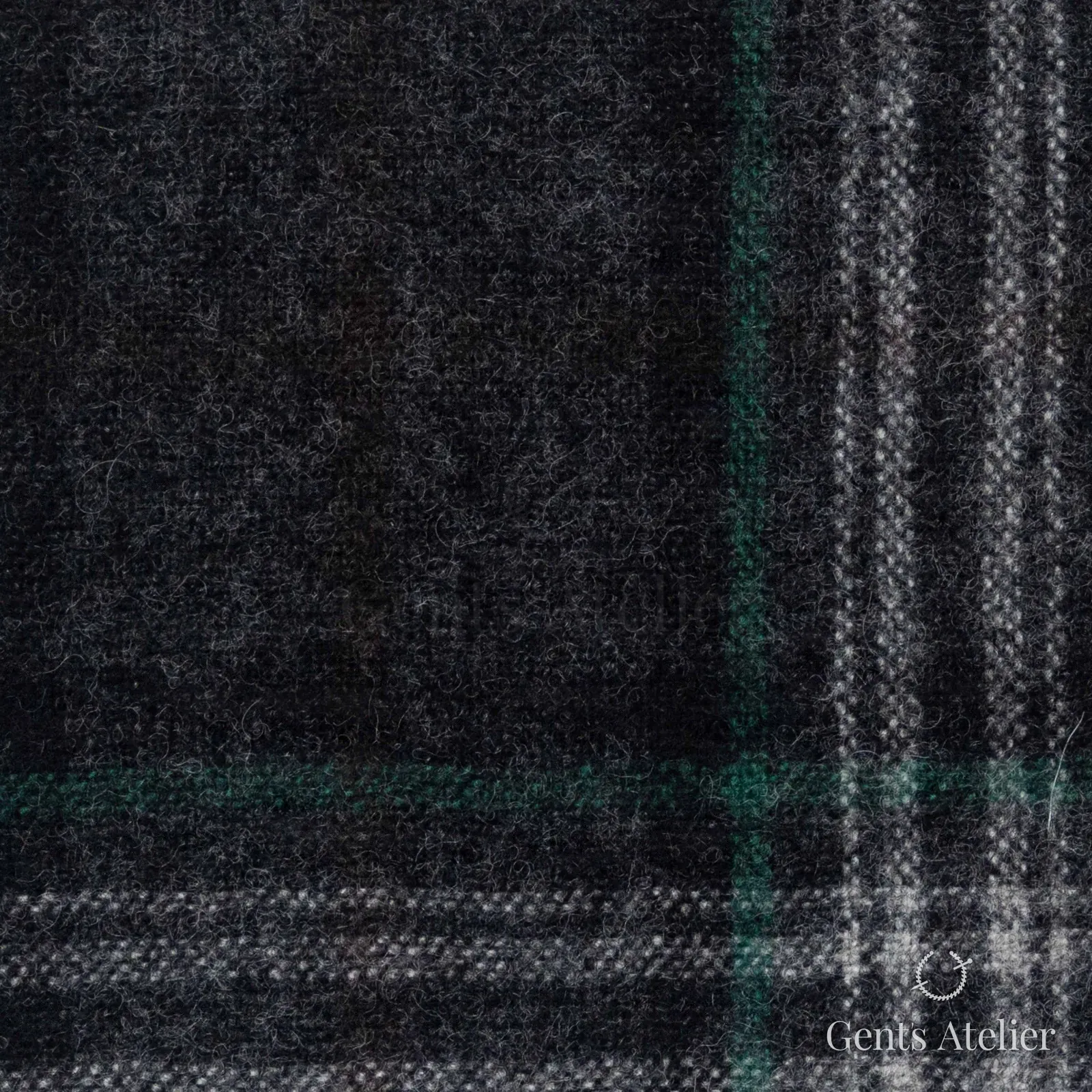 Костюмная ткань Marzoni 651 - 642 / 1200 — Серый / Зелёный, оконная клетка, 100% шерсть