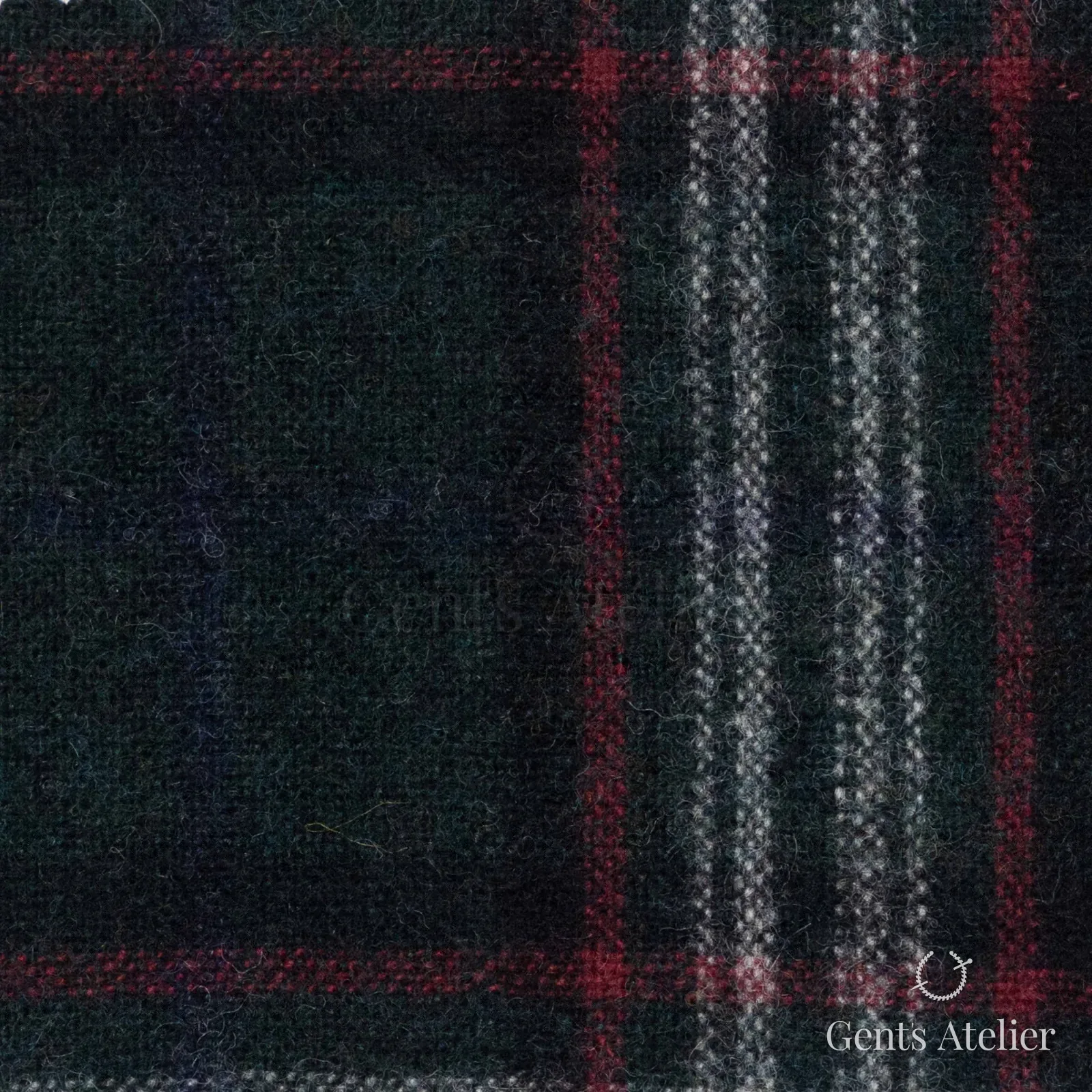 Костюмная ткань Marzoni 651 - 643 / 1200 — Зелёный / Красный, клетка, 100% шерсть