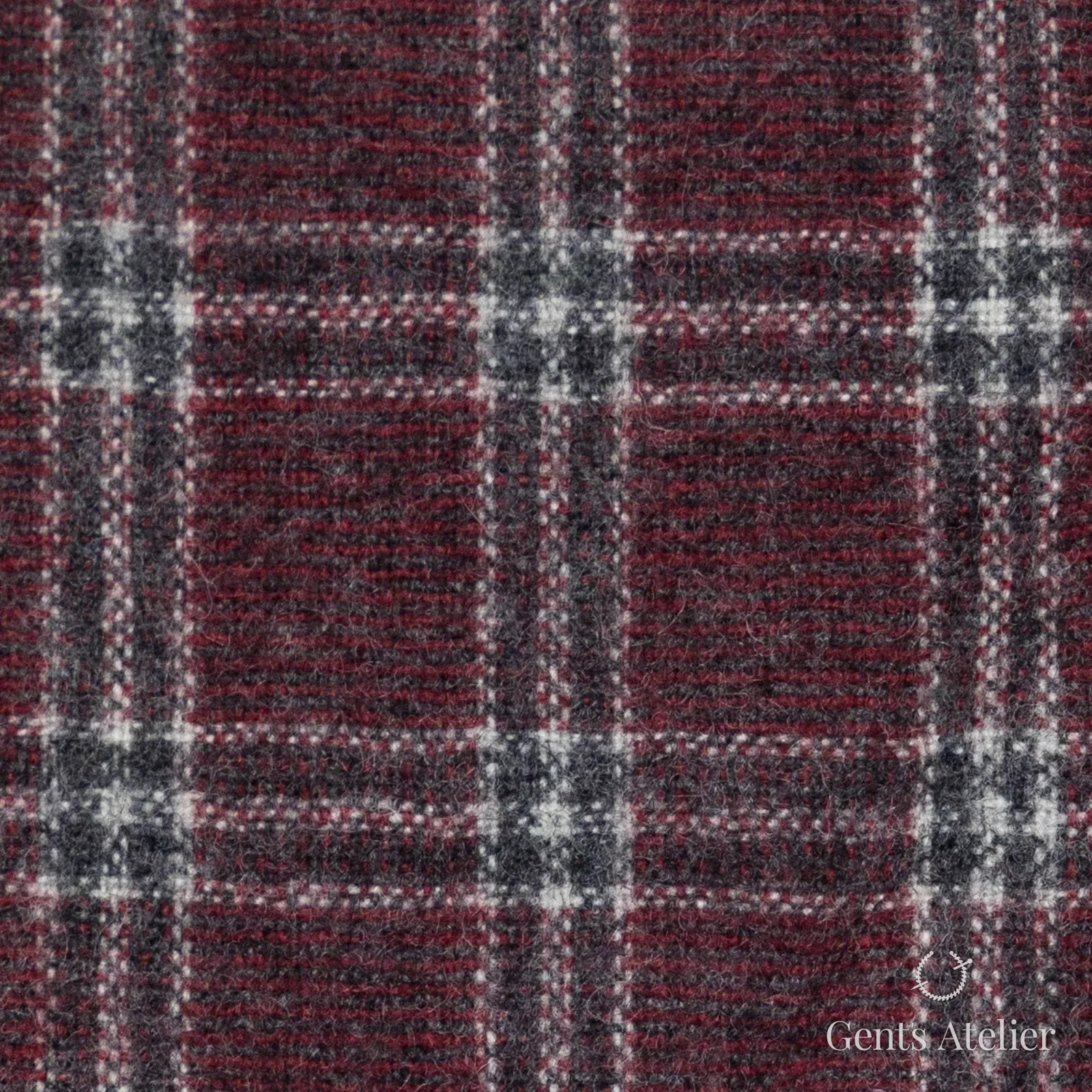Костюмная ткань Marzoni 651 - 645 / 1200 — Бордовый / Зелёный, клетка, 100% шерсть