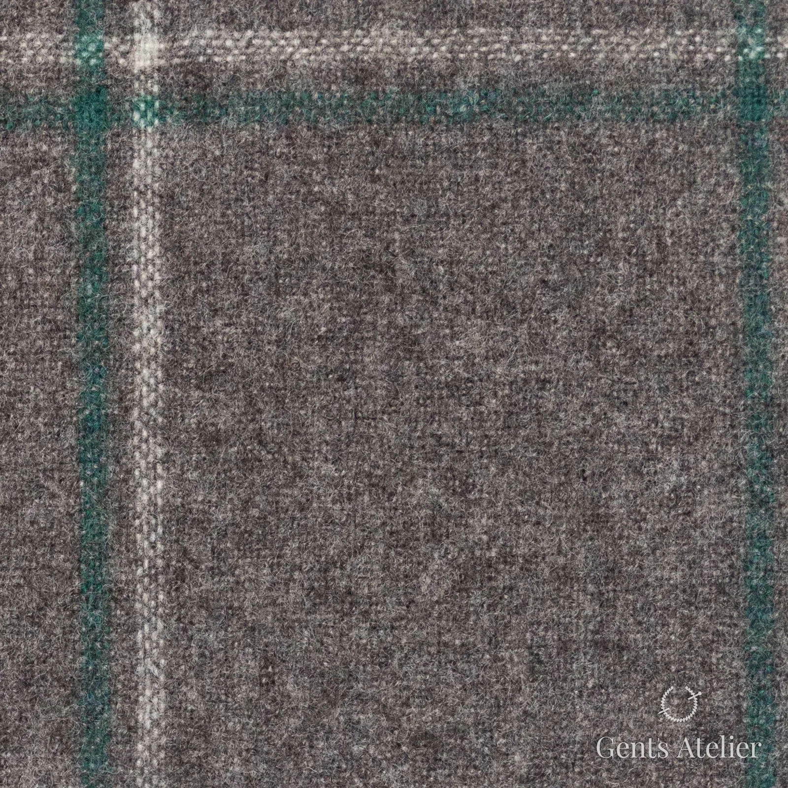Костюмная ткань Marzoni 651 - 647 / 1200 — Тауп / Зелёный, оконная клетка, 100% шерсть