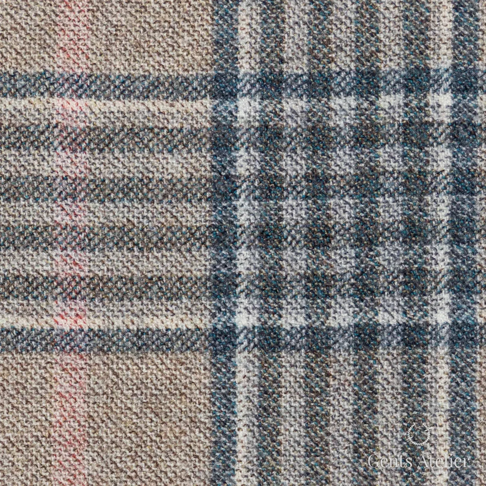 Костюмная ткань Marzoni 651 - 653 / 1200 — Бежевый / Синий / Pink, клетка, 100% шерсть