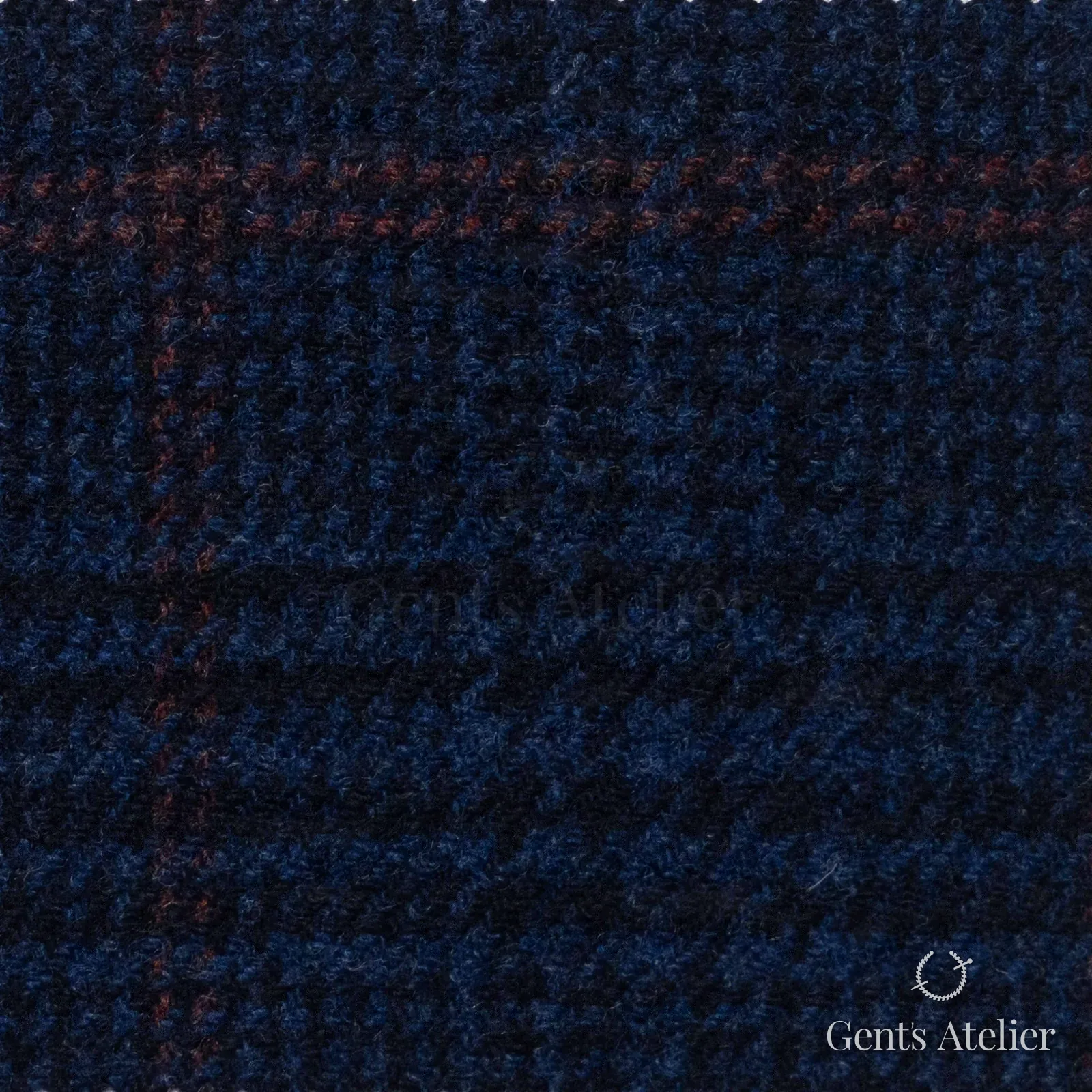 Костюмная ткань Marzoni 651 - 658 / 1200 — Синий / Orange, оконная клетка, 90% шерсть, 10% кашемир
