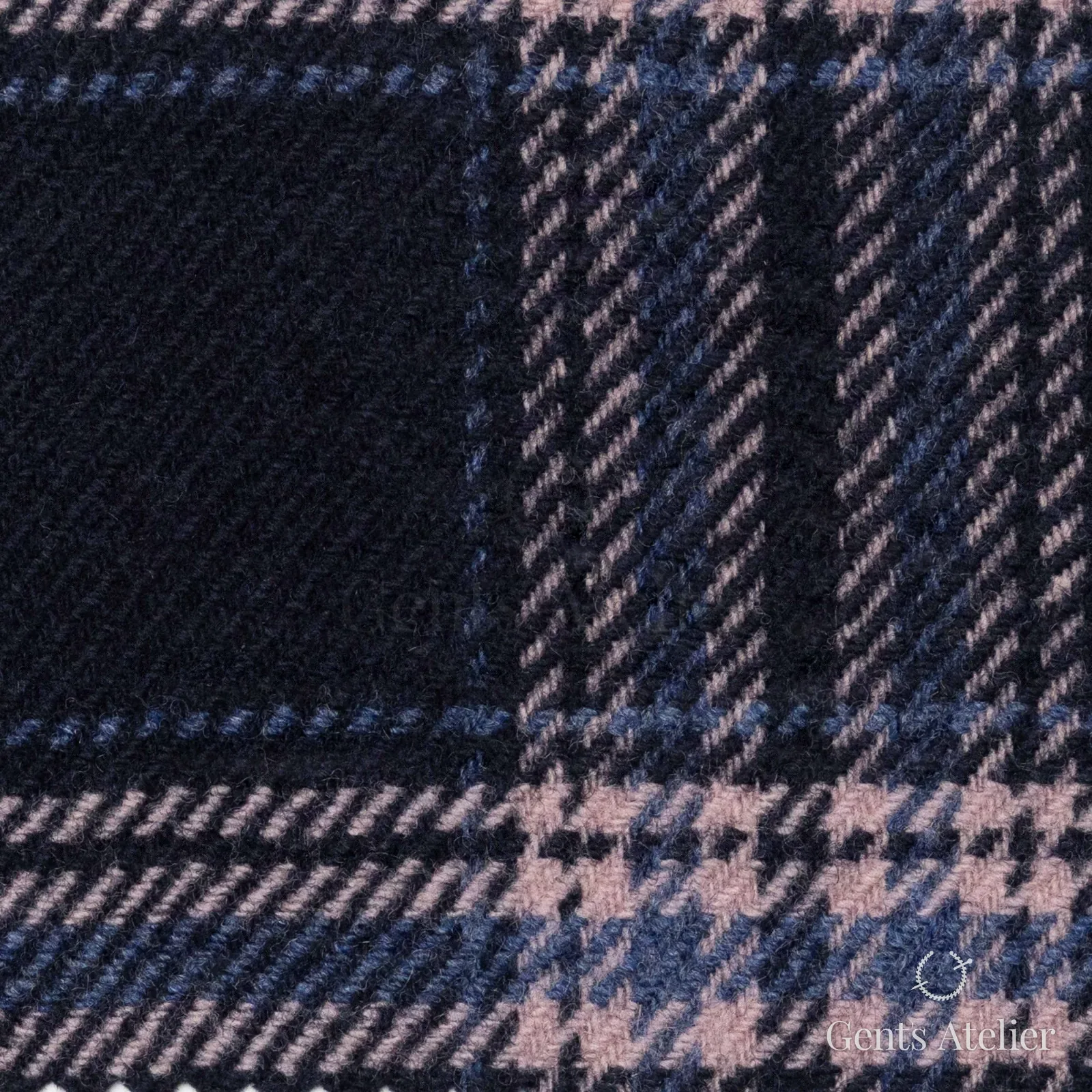 Костюмная ткань Marzoni 651 - 662 / 1200 — Синий, клетка, 90% шерсть, 10% кашемир