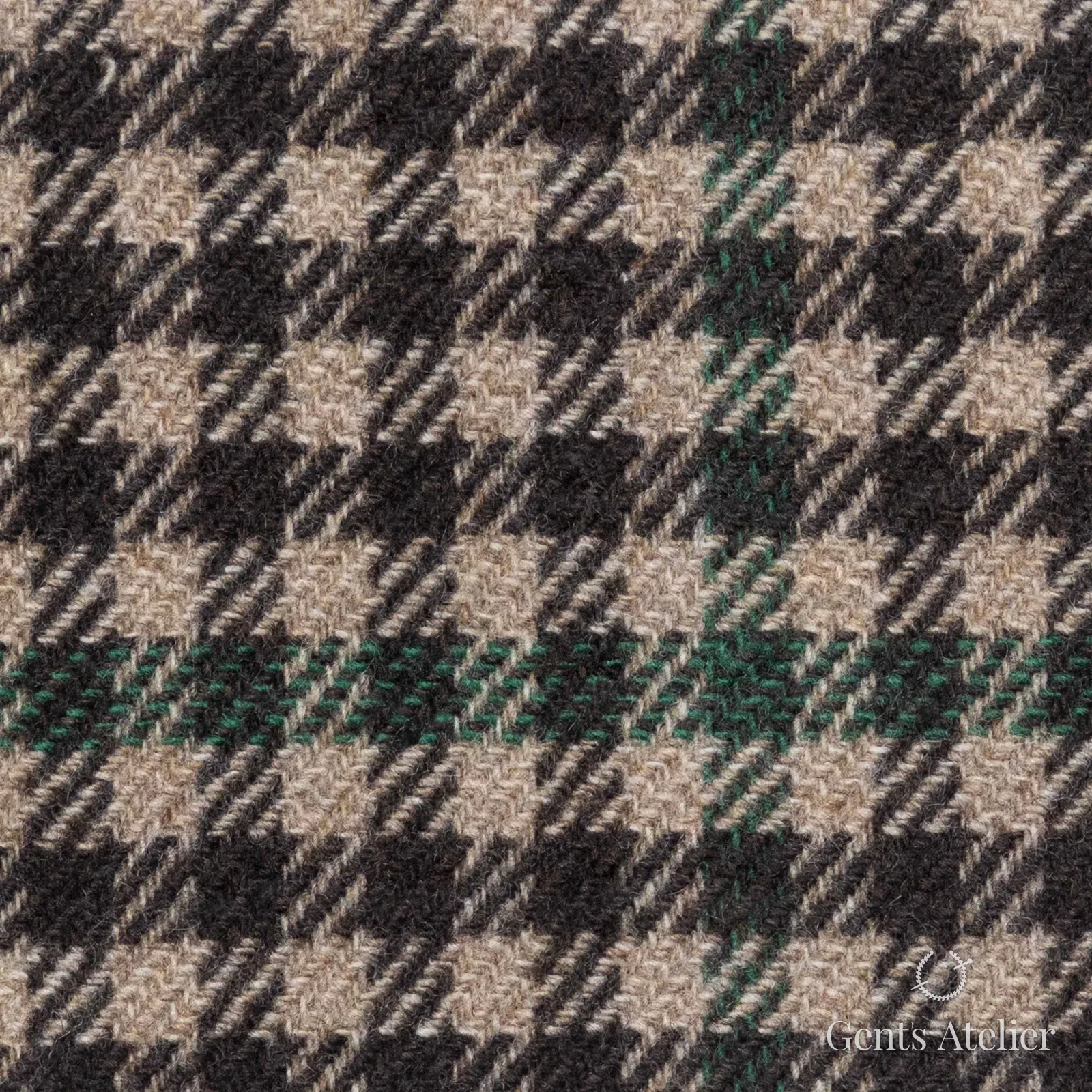 Костюмная ткань Marzoni 651 - 663 / 1200 — Коричневый / Зелёный, гусиная лапка, 90% шерсть, 10% кашемир