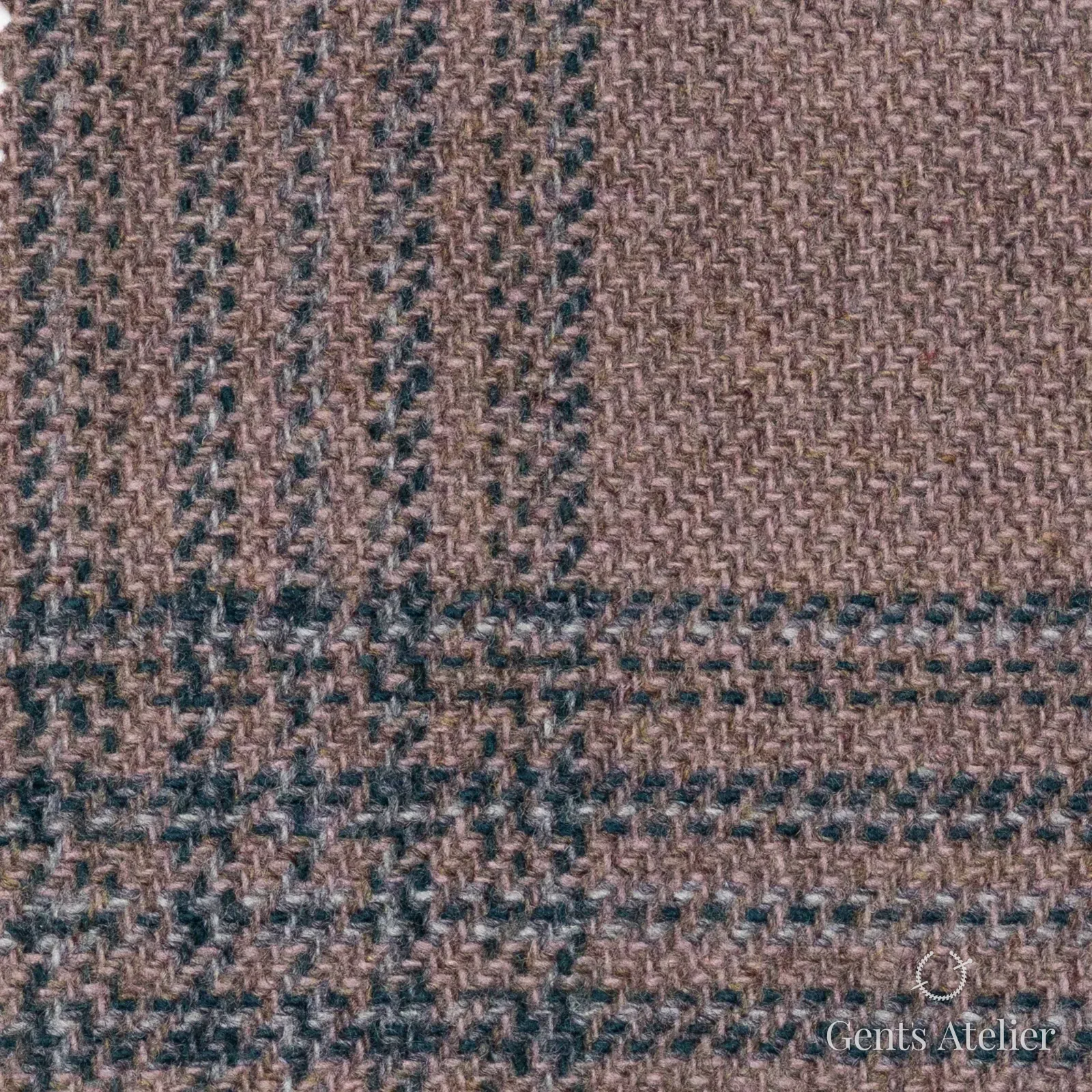 Костюмная ткань Marzoni 651 - 665 / 1200 — Pink / Зелёный, оконная клетка, 90% шерсть, 10% кашемир