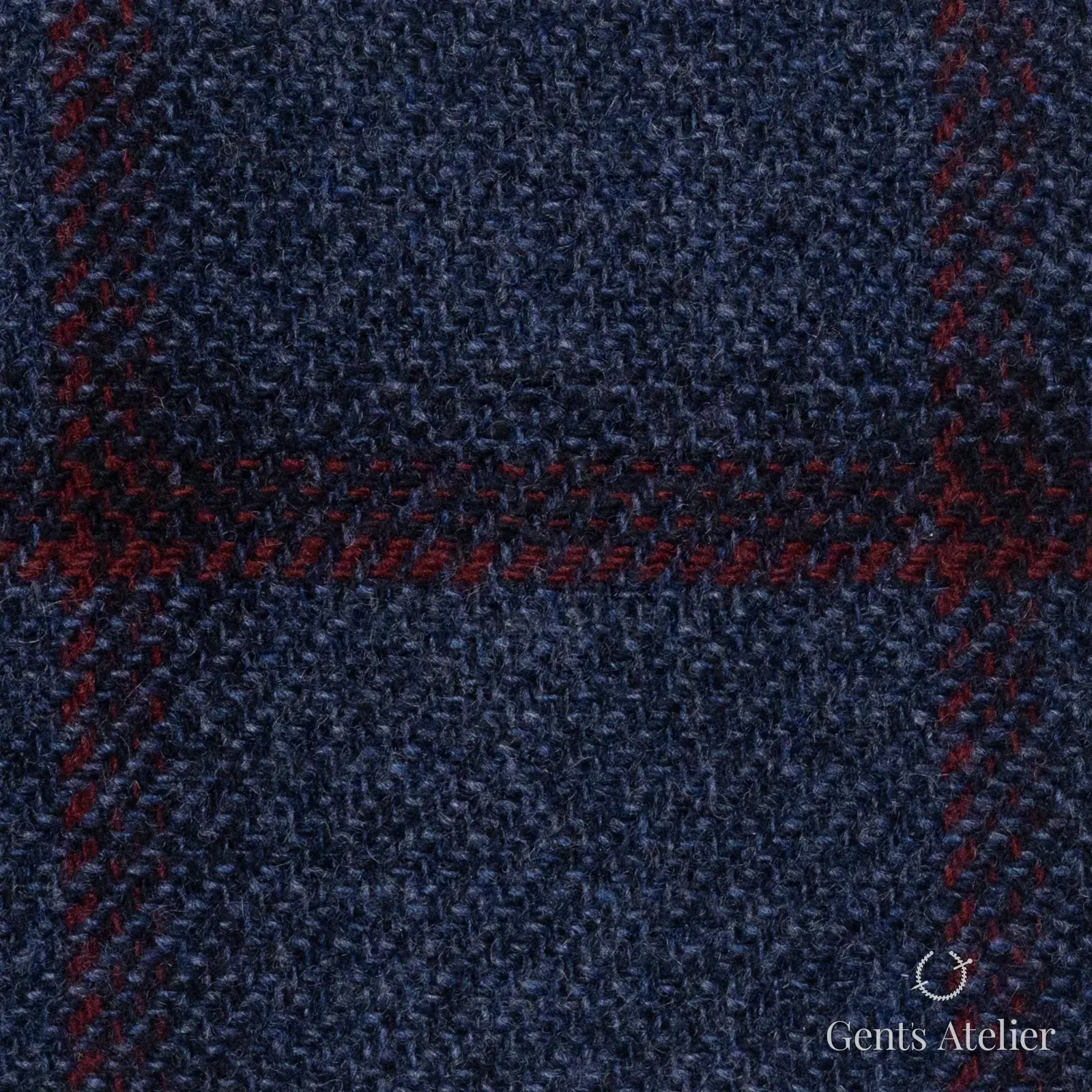 Костюмная ткань Marzoni 651 - 666 / 1200 — Синий / Красный, оконная клетка, 90% шерсть, 10% кашемир