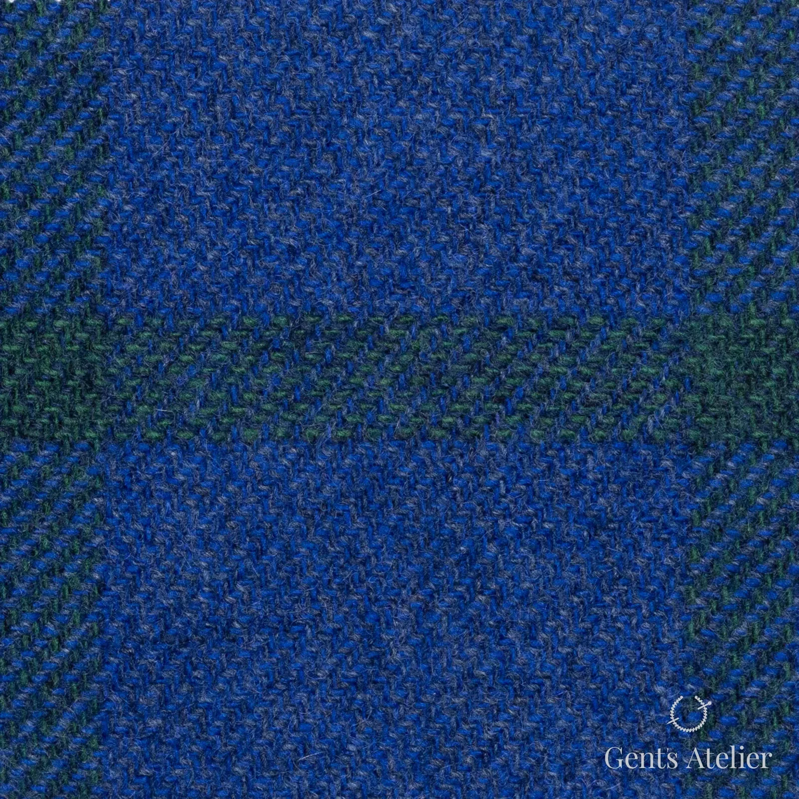 Костюмная ткань Marzoni 651 - 667 / 1200 — Синий / Зелёный, оконная клетка, 90% шерсть, 10% кашемир