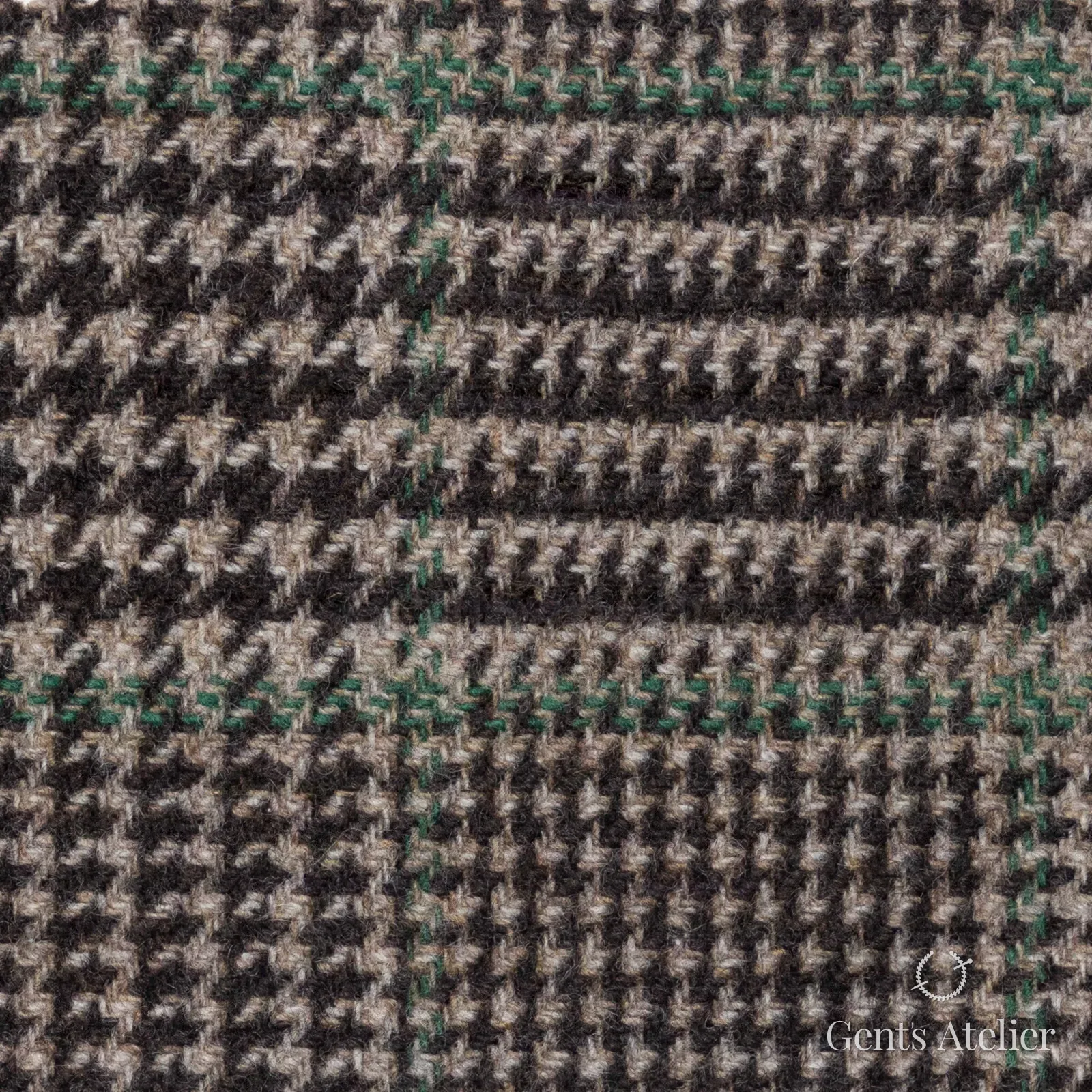 Костюмная ткань Marzoni 651 - 672 / 1200 — Коричневый / Зелёный, гусиная лапка, 90% шерсть, 10% кашемир